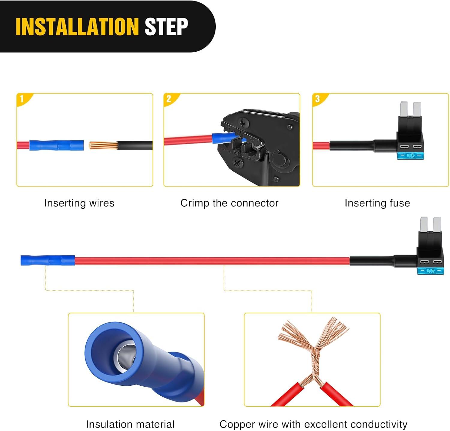 imageNilight  50034R 10 Pack 12V Car AddACircuit Fuse Tap Adapter Mini Atm Apm Blade Fuse Holder with 120 PCS Mini Blade Fuse Assortment Kit 5 75 10 15 20 25 30 AMP for CarsTrucksBoats3 Types10 Packs