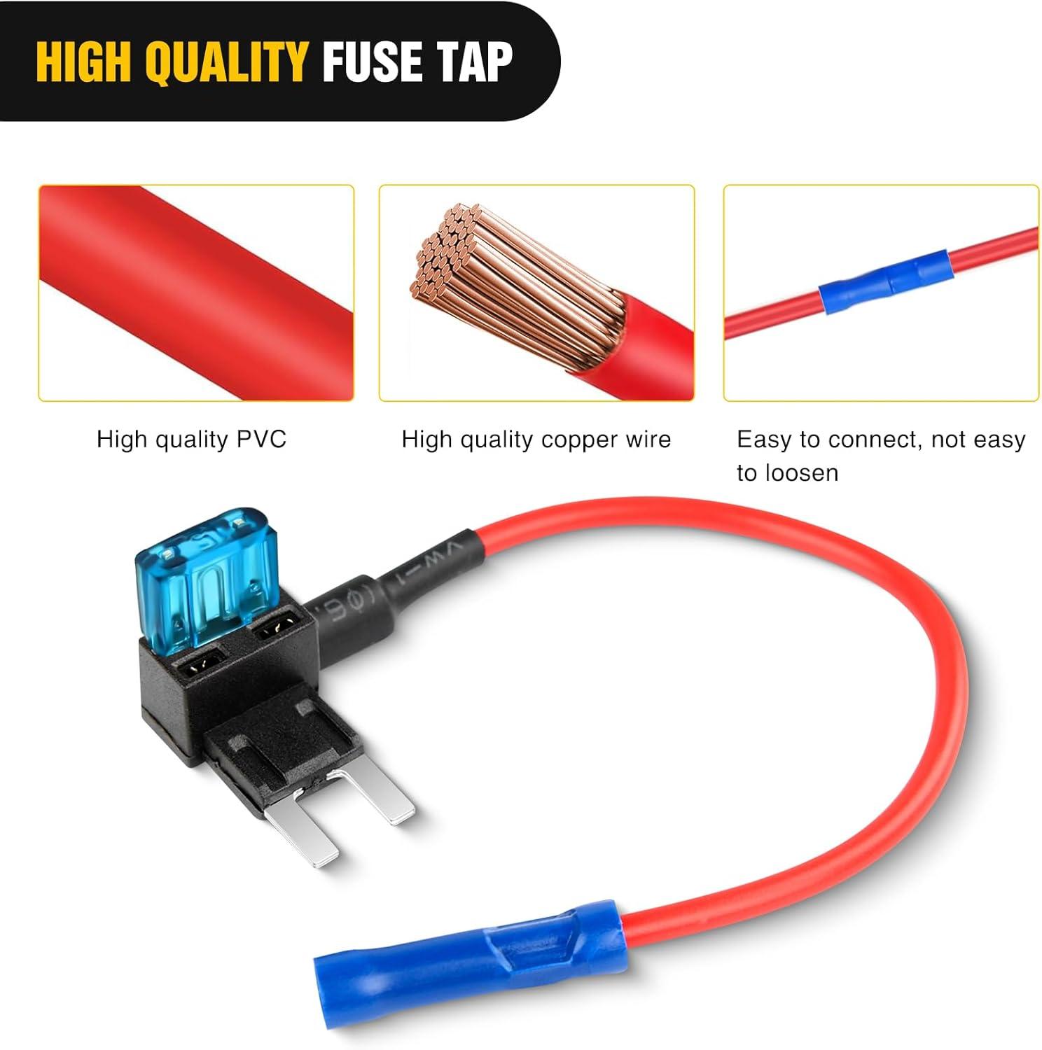 imageNilight  50034R 10 Pack 12V Car AddACircuit Fuse Tap Adapter Mini Atm Apm Blade Fuse Holder with 120 PCS Mini Blade Fuse Assortment Kit 5 75 10 15 20 25 30 AMP for CarsTrucksBoats10Pcs Mini