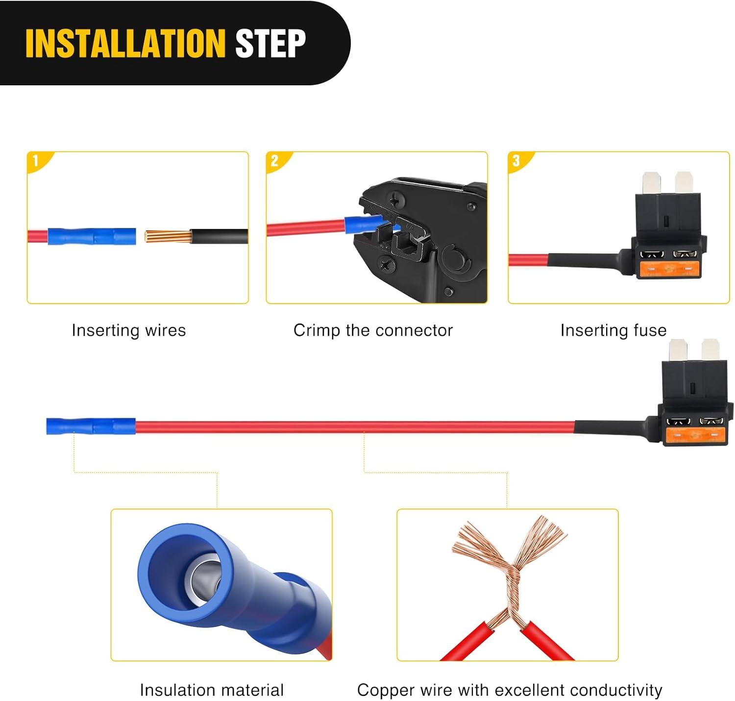 imageNilight  50034R 10 Pack 12V Car AddACircuit Fuse Tap Adapter Mini Atm Apm Blade Fuse Holder with 120 PCS Mini Blade Fuse Assortment Kit 5 75 10 15 20 25 30 AMP for CarsTrucksBoatsMulticolor