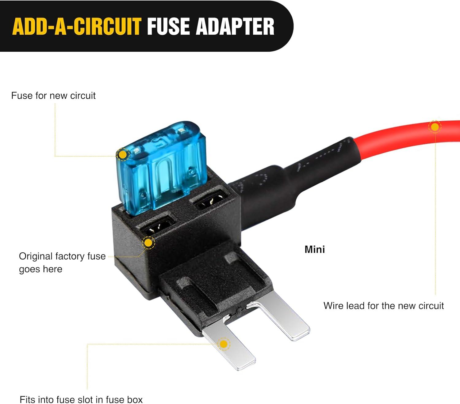 imageNilight  50034R 10 Pack 12V Car AddACircuit Fuse Tap Adapter Mini Atm Apm Blade Fuse Holder with 120 PCS Mini Blade Fuse Assortment Kit 5 75 10 15 20 25 30 AMP for CarsTrucksBoats10Pcs Mini