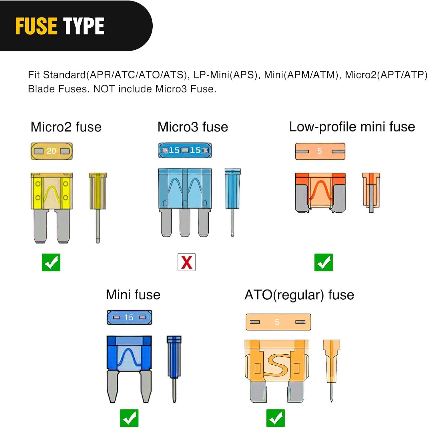 imageNilight  50034R 10 Pack 12V Car AddACircuit Fuse Tap Adapter Mini Atm Apm Blade Fuse Holder with 120 PCS Mini Blade Fuse Assortment Kit 5 75 10 15 20 25 30 AMP for CarsTrucksBoats4 Types24 Packs