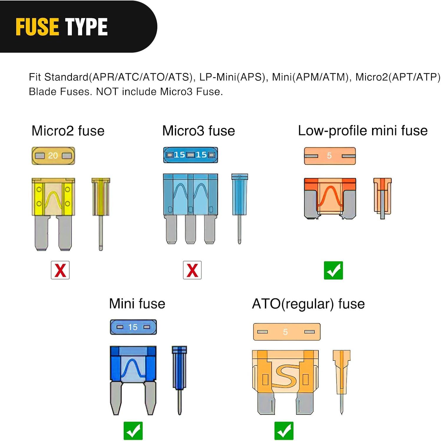 imageNilight  50034R 10 Pack 12V Car AddACircuit Fuse Tap Adapter Mini Atm Apm Blade Fuse Holder with 120 PCS Mini Blade Fuse Assortment Kit 5 75 10 15 20 25 30 AMP for CarsTrucksBoats3 Types10 Packs