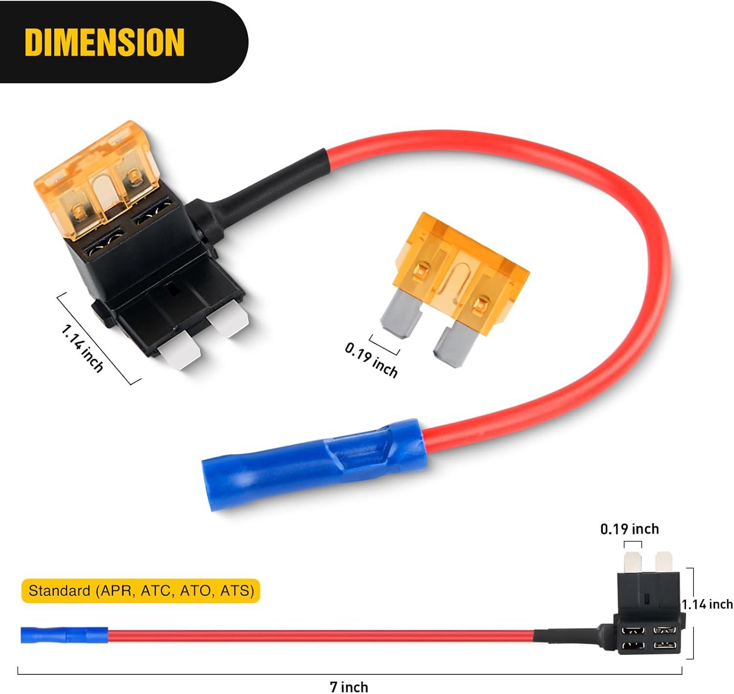 imageNilight  50034R 10 Pack 12V Car AddACircuit Fuse Tap Adapter Mini Atm Apm Blade Fuse Holder with 120 PCS Mini Blade Fuse Assortment Kit 5 75 10 15 20 25 30 AMP for CarsTrucksBoatsMulticolor