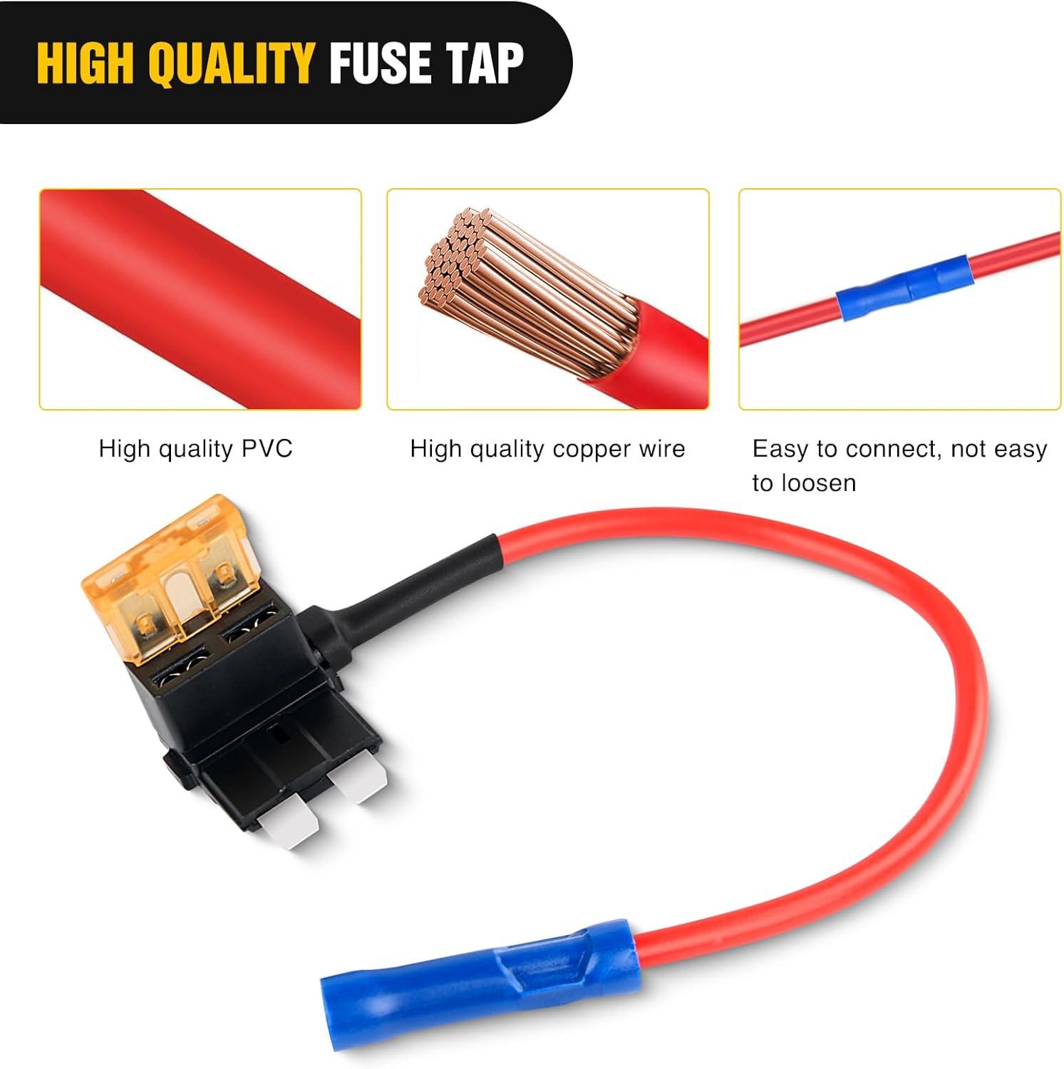 imageNilight  50034R 10 Pack 12V Car AddACircuit Fuse Tap Adapter Mini Atm Apm Blade Fuse Holder with 120 PCS Mini Blade Fuse Assortment Kit 5 75 10 15 20 25 30 AMP for CarsTrucksBoatsMulticolor
