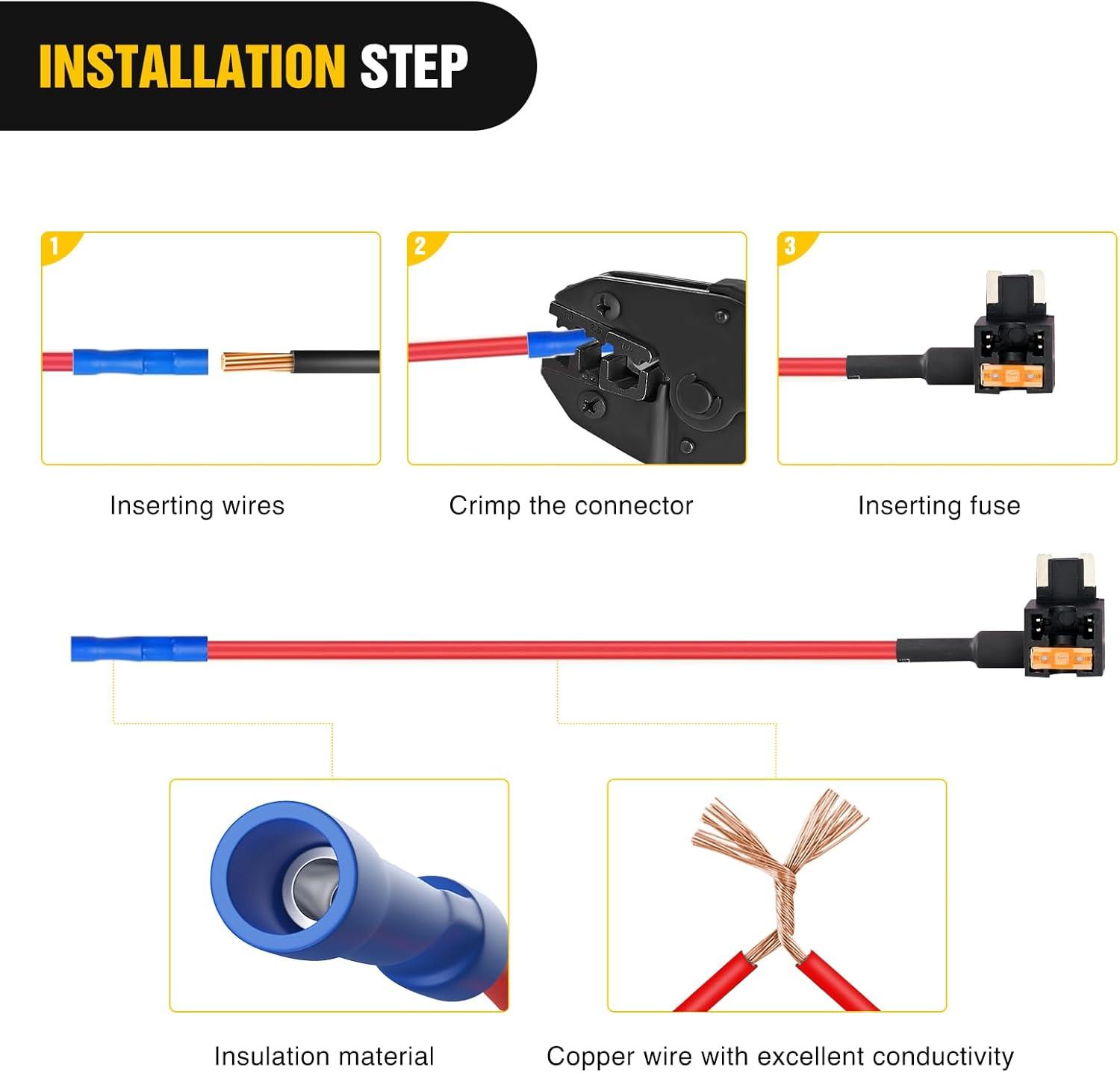 imageNilight  50034R 10 Pack 12V Car AddACircuit Fuse Tap Adapter Mini Atm Apm Blade Fuse Holder with 120 PCS Mini Blade Fuse Assortment Kit 5 75 10 15 20 25 30 AMP for CarsTrucksBoats10Pcs Low Profile Mini