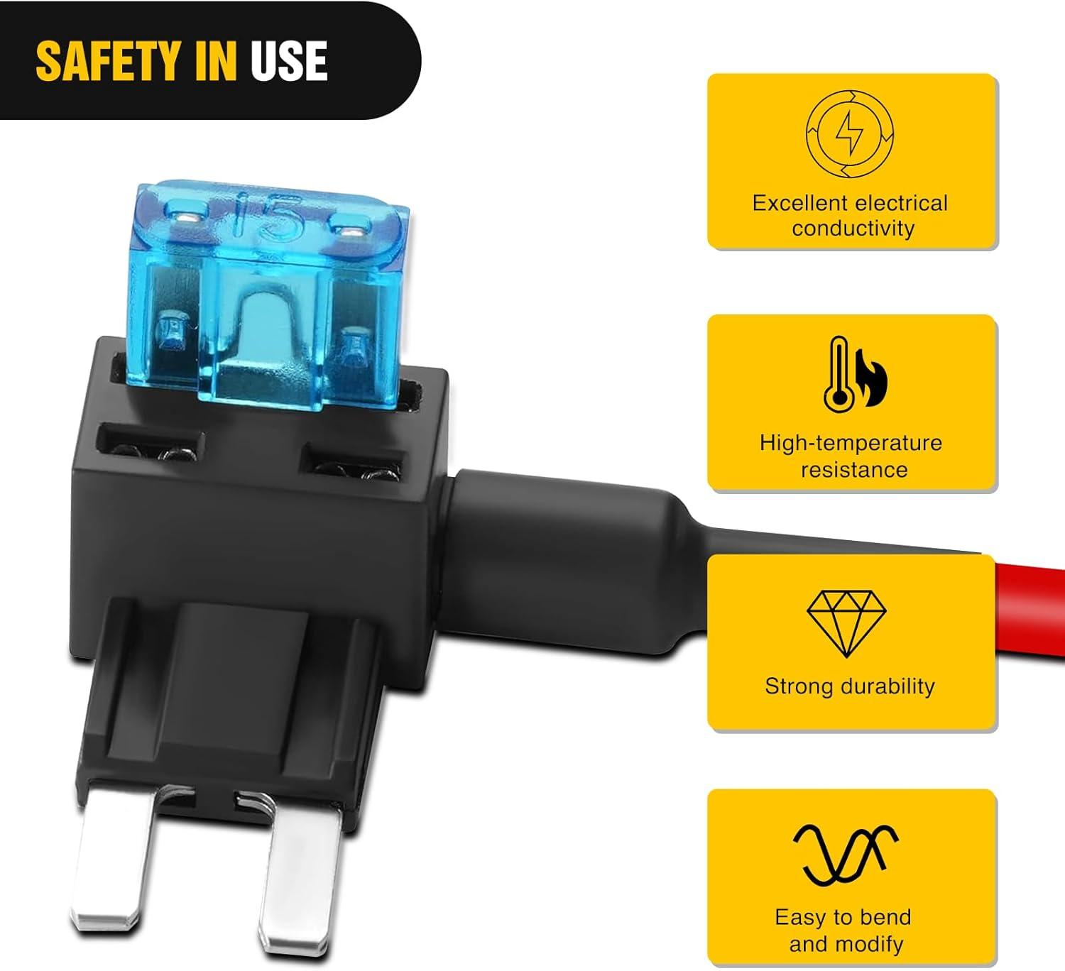 imageNilight  50034R 10 Pack 12V Car AddACircuit Fuse Tap Adapter Mini Atm Apm Blade Fuse Holder with 120 PCS Mini Blade Fuse Assortment Kit 5 75 10 15 20 25 30 AMP for CarsTrucksBoats3 Types10 Packs