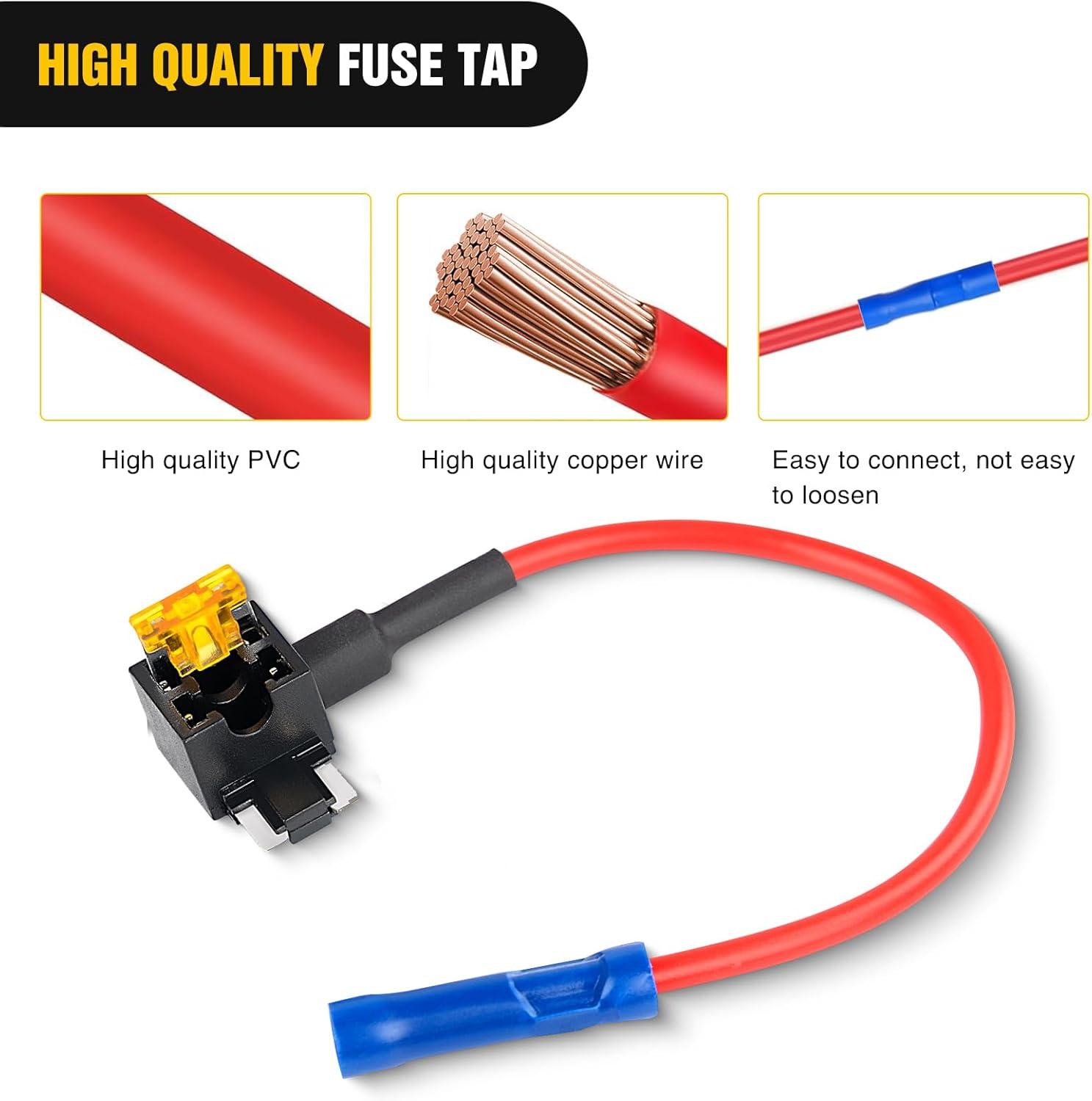 imageNilight  50034R 10 Pack 12V Car AddACircuit Fuse Tap Adapter Mini Atm Apm Blade Fuse Holder with 120 PCS Mini Blade Fuse Assortment Kit 5 75 10 15 20 25 30 AMP for CarsTrucksBoats10Pcs Low Profile Mini