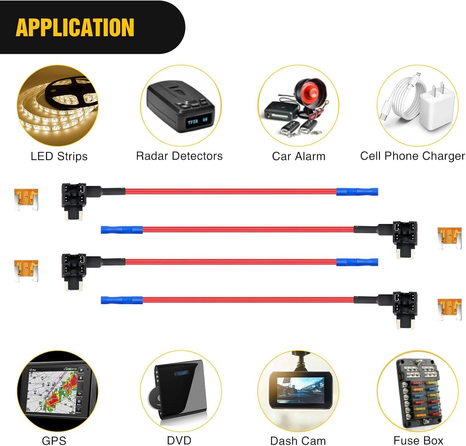 imageNilight  50034R 10 Pack 12V Car AddACircuit Fuse Tap Adapter Mini Atm Apm Blade Fuse Holder with 120 PCS Mini Blade Fuse Assortment Kit 5 75 10 15 20 25 30 AMP for CarsTrucksBoats10Pcs Low Profile Mini