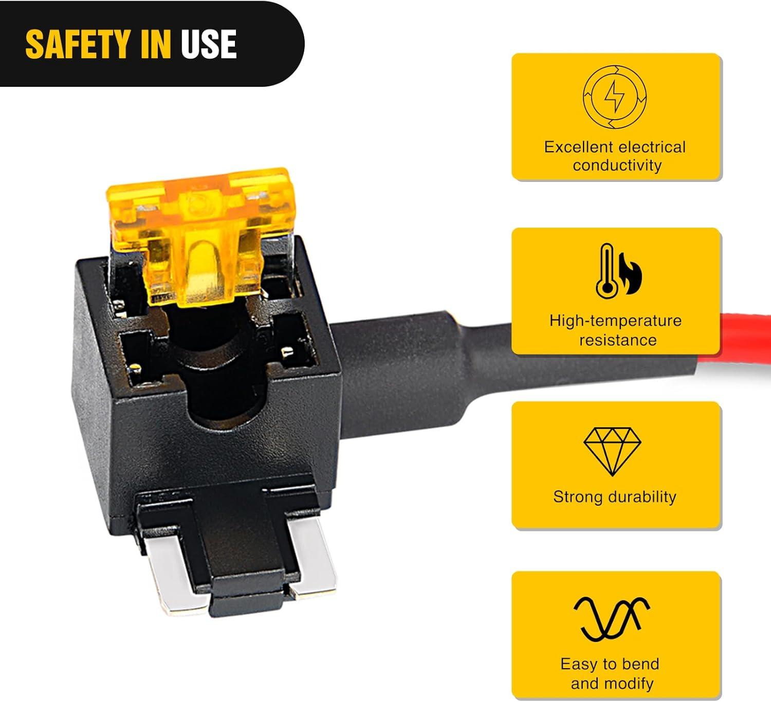 imageNilight  50034R 10 Pack 12V Car AddACircuit Fuse Tap Adapter Mini Atm Apm Blade Fuse Holder with 120 PCS Mini Blade Fuse Assortment Kit 5 75 10 15 20 25 30 AMP for CarsTrucksBoats10Pcs Low Profile Mini