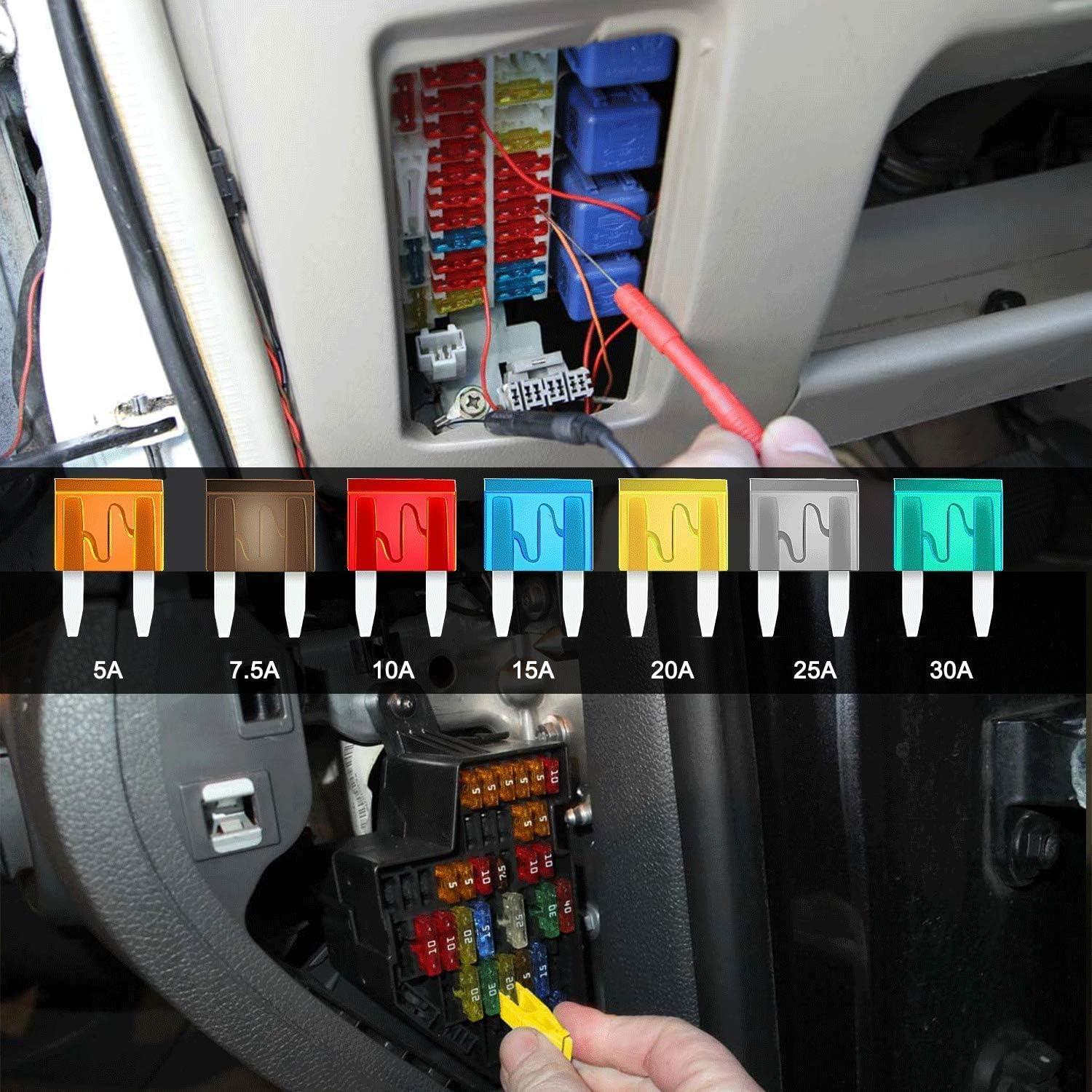 imageNilight  50034R 10 Pack 12V Car AddACircuit Fuse Tap Adapter Mini Atm Apm Blade Fuse Holder with 120 PCS Mini Blade Fuse Assortment Kit 5 75 10 15 20 25 30 AMP for CarsTrucksBoats10PCS Fuse Tap120 PCS Mini Fuse