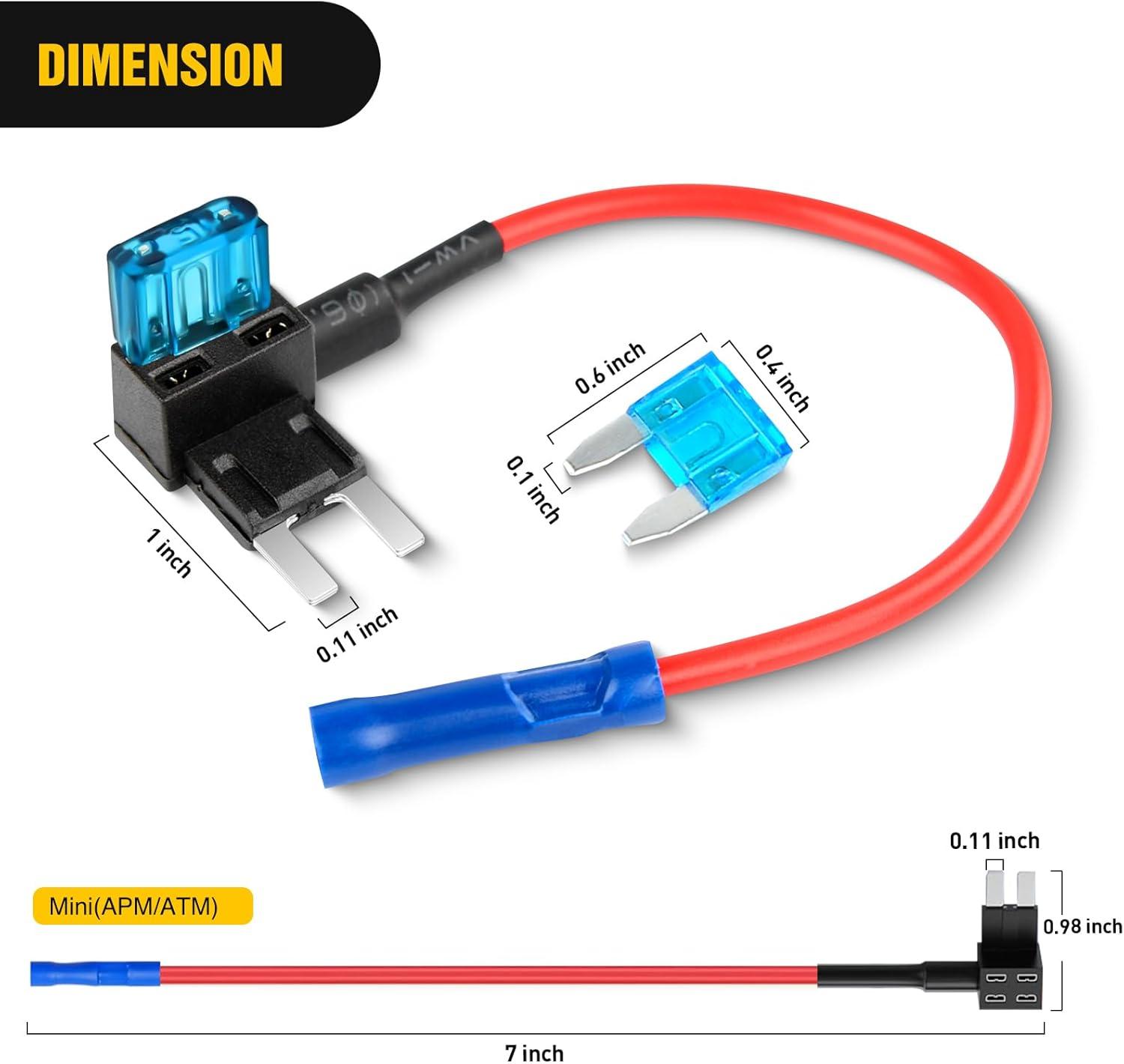 imageNilight  50034R 10 Pack 12V Car AddACircuit Fuse Tap Adapter Mini Atm Apm Blade Fuse Holder with 120 PCS Mini Blade Fuse Assortment Kit 5 75 10 15 20 25 30 AMP for CarsTrucksBoats10Pcs Mini