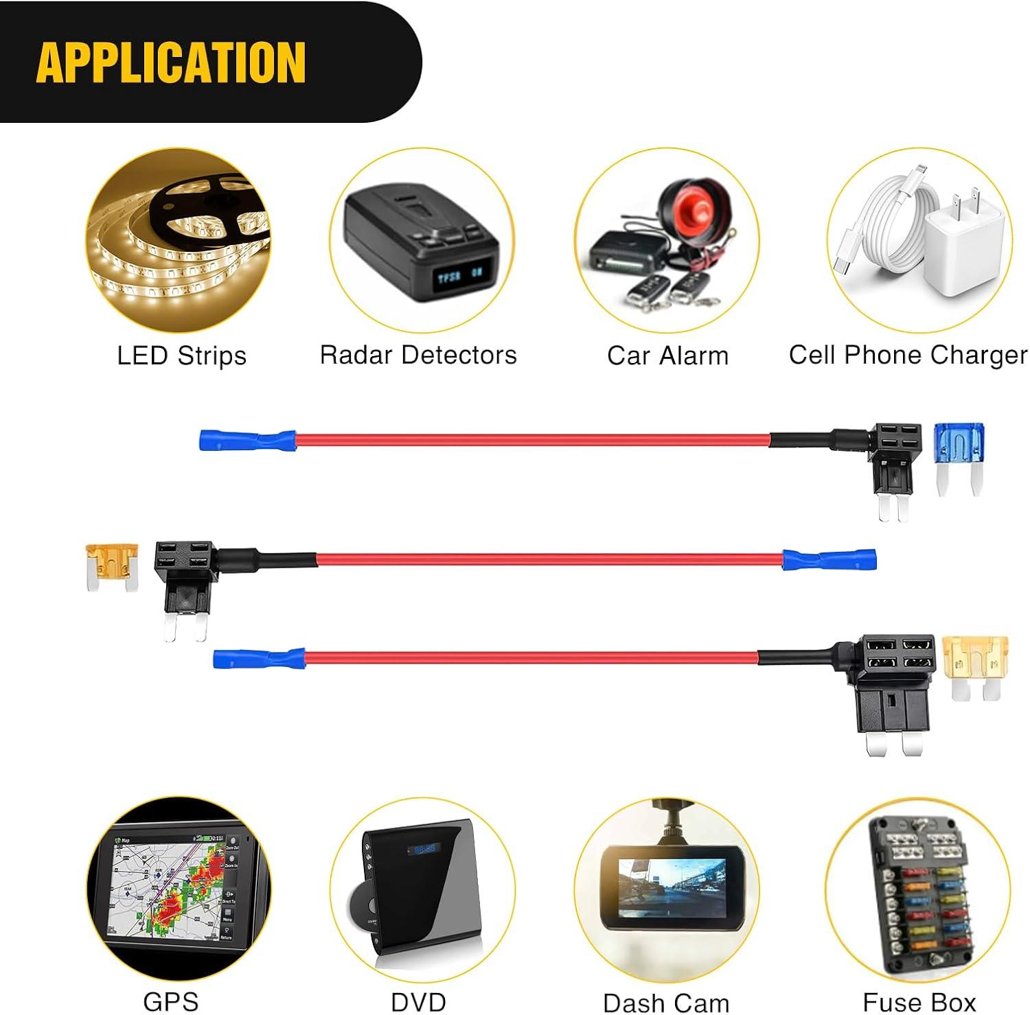 imageNilight  50034R 10 Pack 12V Car AddACircuit Fuse Tap Adapter Mini Atm Apm Blade Fuse Holder with 120 PCS Mini Blade Fuse Assortment Kit 5 75 10 15 20 25 30 AMP for CarsTrucksBoats3 Types10 Packs