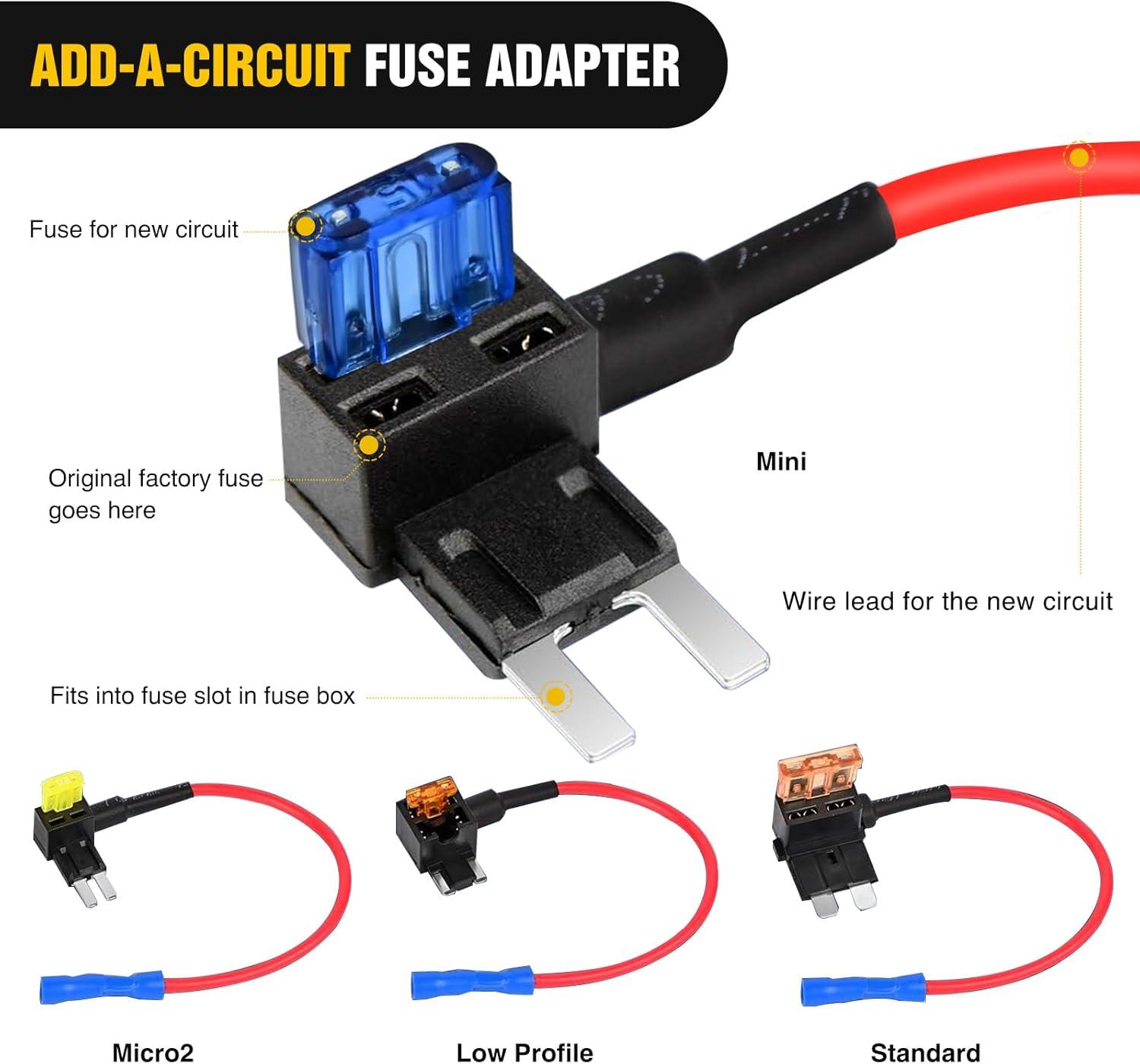 imageNilight  50034R 10 Pack 12V Car AddACircuit Fuse Tap Adapter Mini Atm Apm Blade Fuse Holder with 120 PCS Mini Blade Fuse Assortment Kit 5 75 10 15 20 25 30 AMP for CarsTrucksBoats4 Types24 Packs