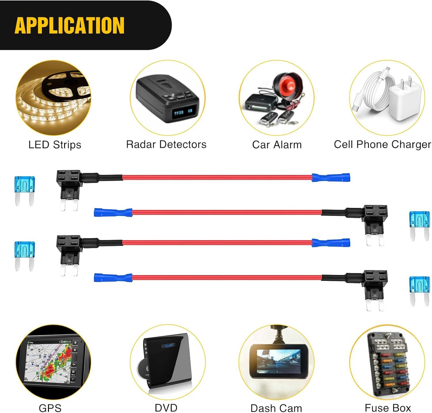 imageNilight  50034R 10 Pack 12V Car AddACircuit Fuse Tap Adapter Mini Atm Apm Blade Fuse Holder with 120 PCS Mini Blade Fuse Assortment Kit 5 75 10 15 20 25 30 AMP for CarsTrucksBoats10Pcs Mini