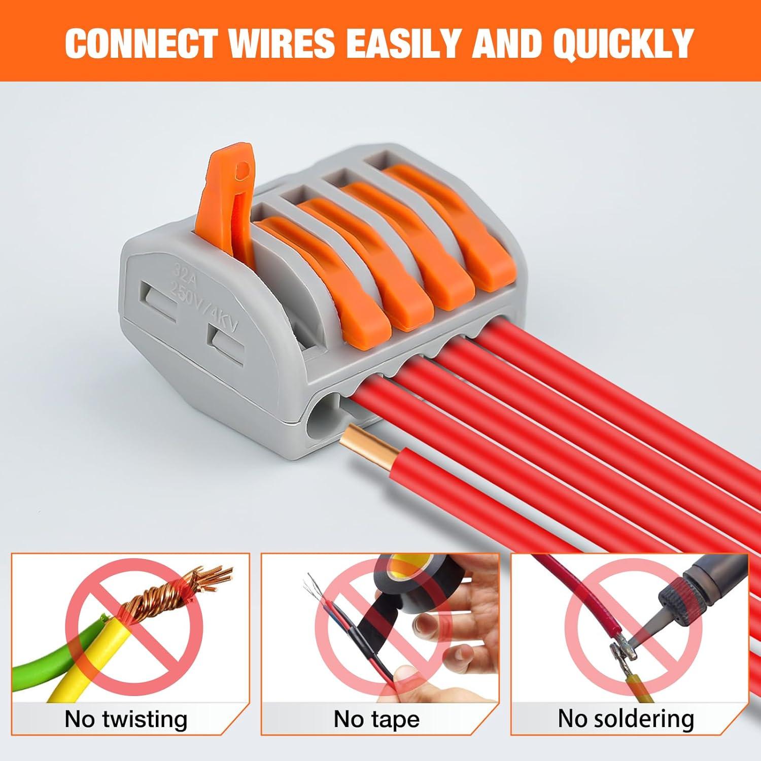 imageNilight  50036R Closed End Crimp Terminal 300 pcs 221616141210 Gauge Nylon Wire Connector Kit2 Years Warranty115Pcs Lever Wire Connectors