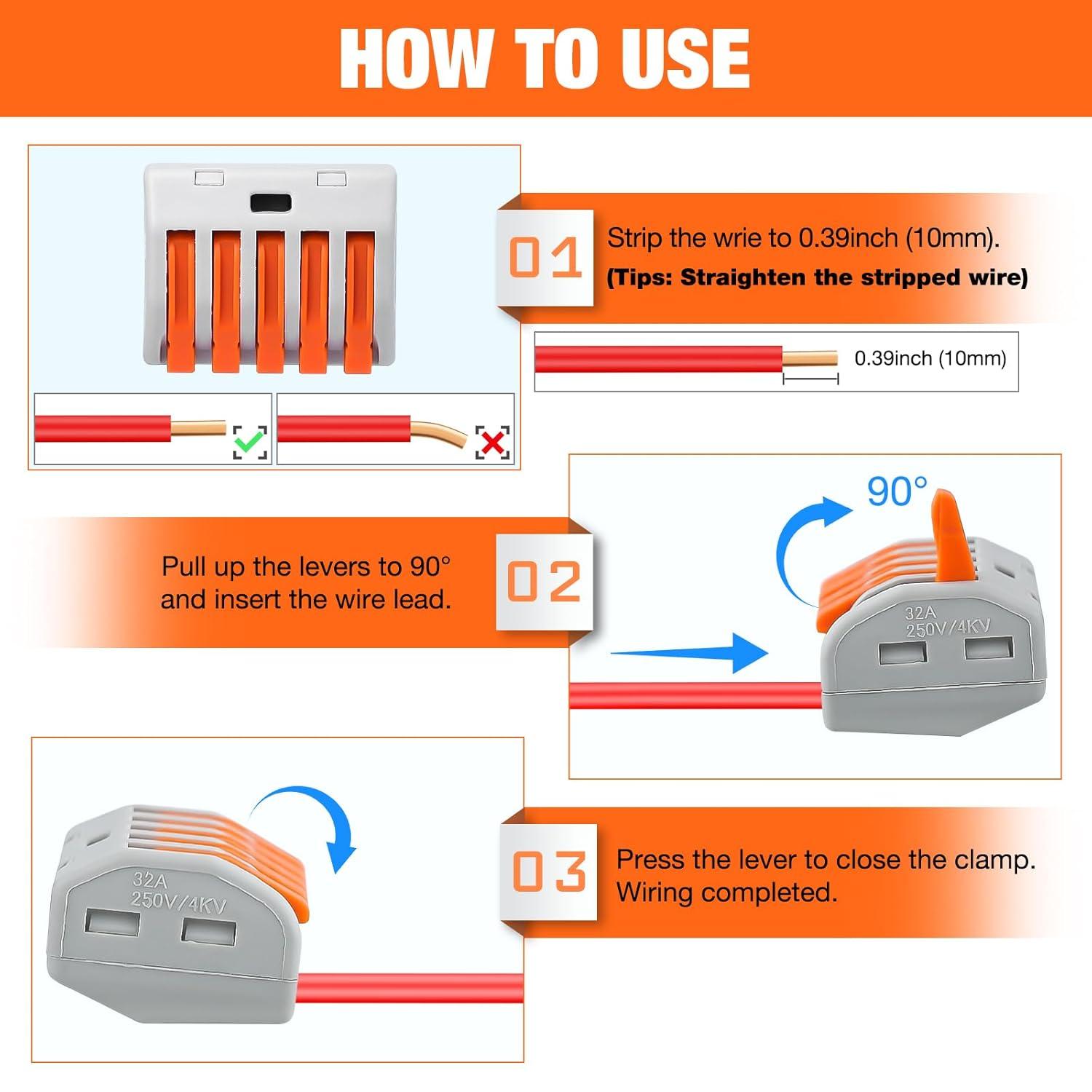 imageNilight  50036R Closed End Crimp Terminal 300 pcs 221616141210 Gauge Nylon Wire Connector Kit2 Years Warranty115Pcs Lever Wire Connectors