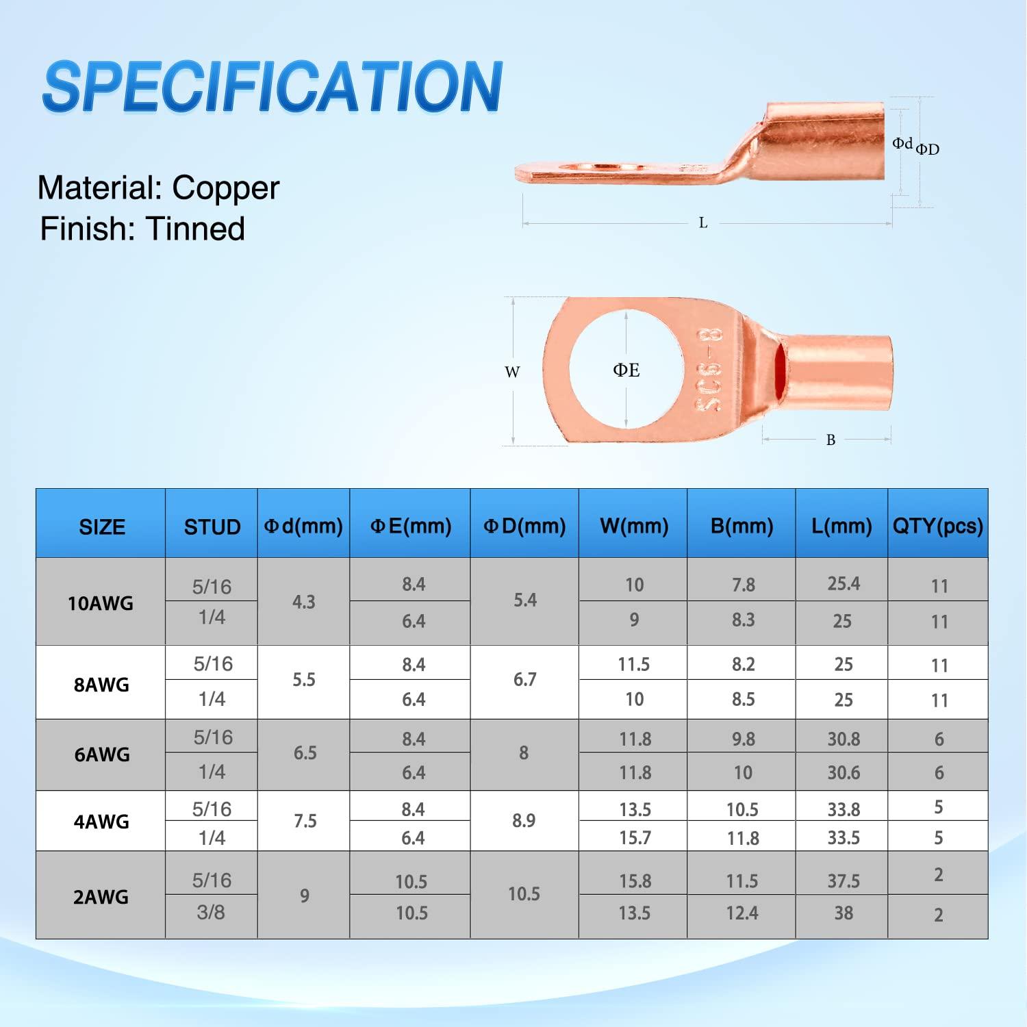 imageNilight  50036R Closed End Crimp Terminal 300 pcs 221616141210 Gauge Nylon Wire Connector Kit2 Years Warranty150PCS Copper Wire Lugs