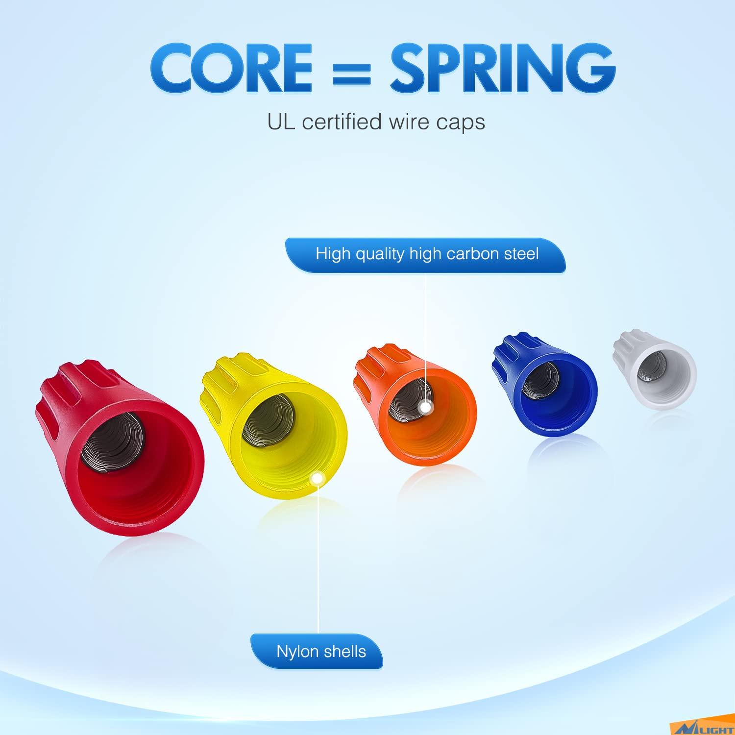 imageNilight  50036R Closed End Crimp Terminal 300 pcs 221616141210 Gauge Nylon Wire Connector Kit2 Years Warranty220Pcs Wire Caps