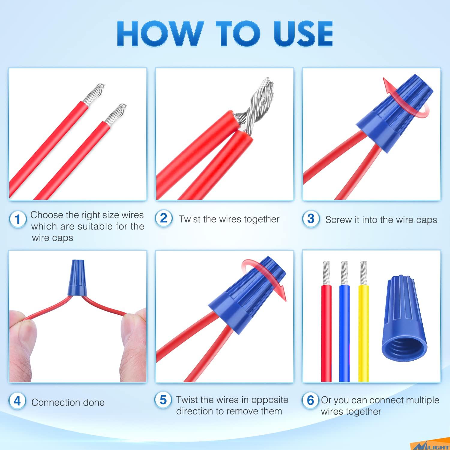 imageNilight  50036R Closed End Crimp Terminal 300 pcs 221616141210 Gauge Nylon Wire Connector Kit2 Years Warranty220Pcs Wire Caps