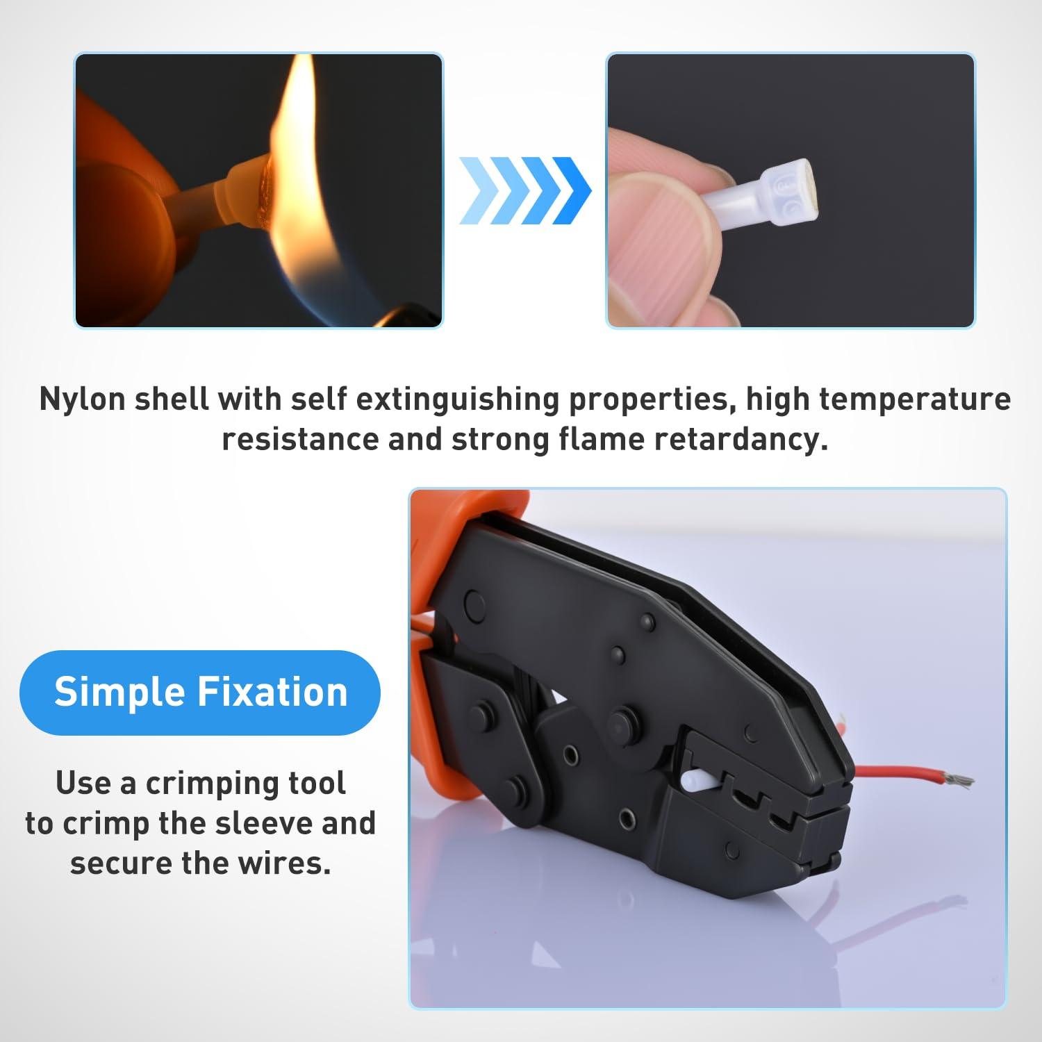 imageNilight  50036R Closed End Crimp Terminal 300 pcs 221616141210 Gauge Nylon Wire Connector Kit2 Years Warranty300PCS 1210 Terminals