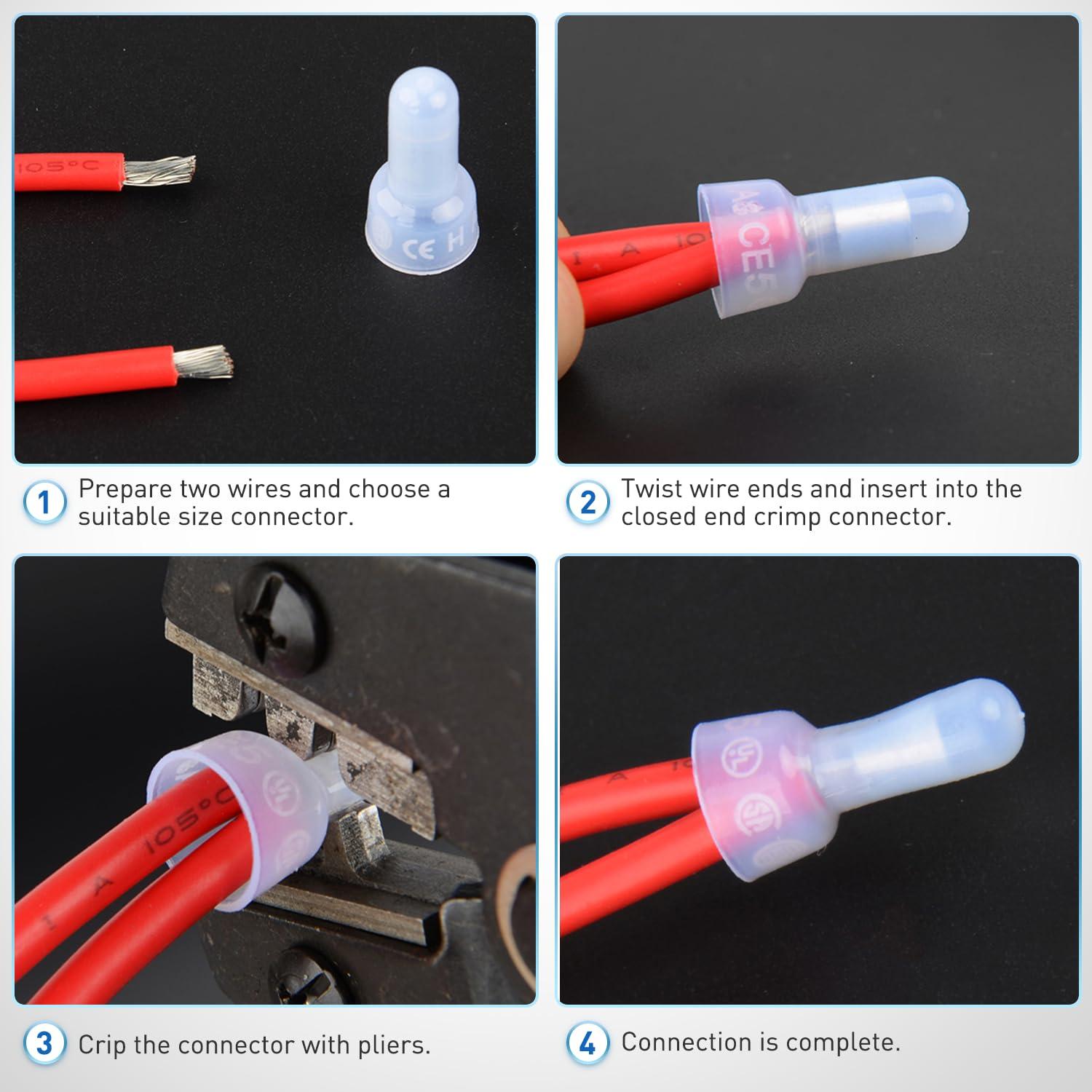 imageNilight  50036R Closed End Crimp Terminal 300 pcs 221616141210 Gauge Nylon Wire Connector Kit2 Years Warranty300PCS 1614 Terminals