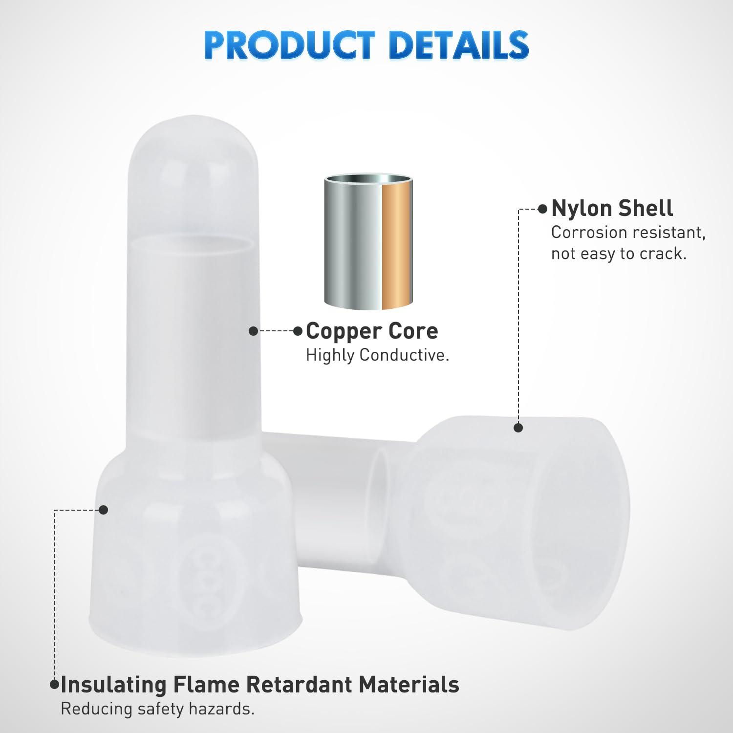 imageNilight  50036R Closed End Crimp Terminal 300 pcs 221616141210 Gauge Nylon Wire Connector Kit2 Years Warranty300PCS 2216 Terminals