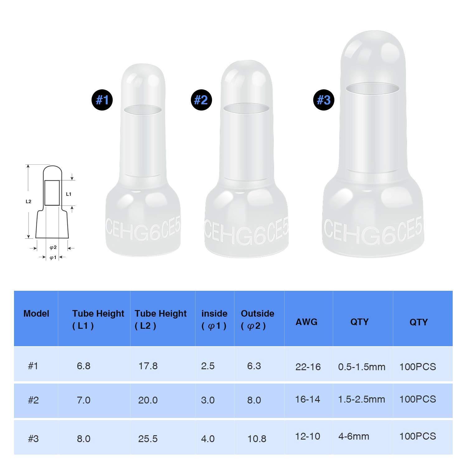 imageNilight  50036R Closed End Crimp Terminal 300 pcs 221616141210 Gauge Nylon Wire Connector Kit2 Years Warranty300Pcs Closed End Crimp Terminal