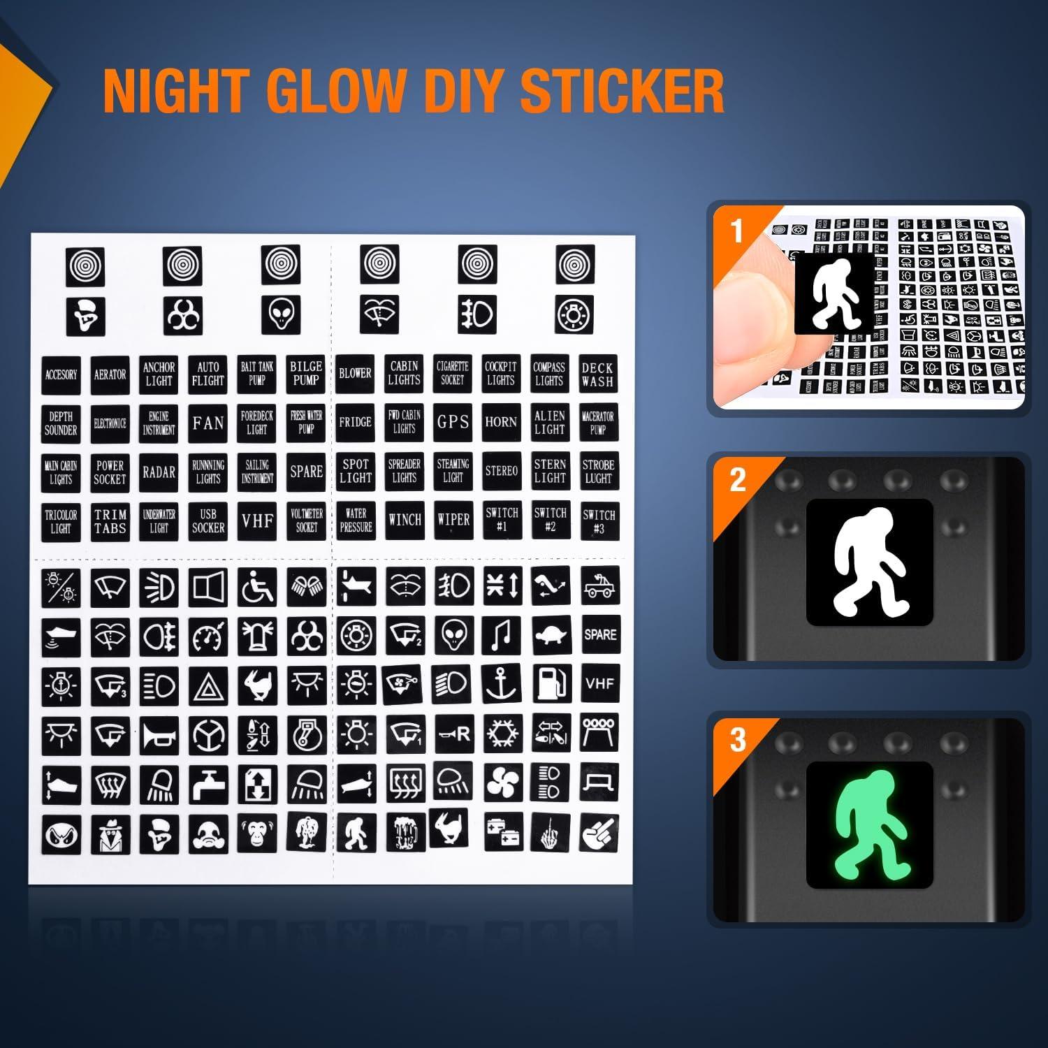 imageNilight  90118H 5 Gang Rocker Switch Panel PreWired Aluminum Switch Panel with Dual USB Cigarette Lighter Socket Voltmeter12V24V DC Switch Panel with Night Glow Stickers for Cars Rvs Trucks