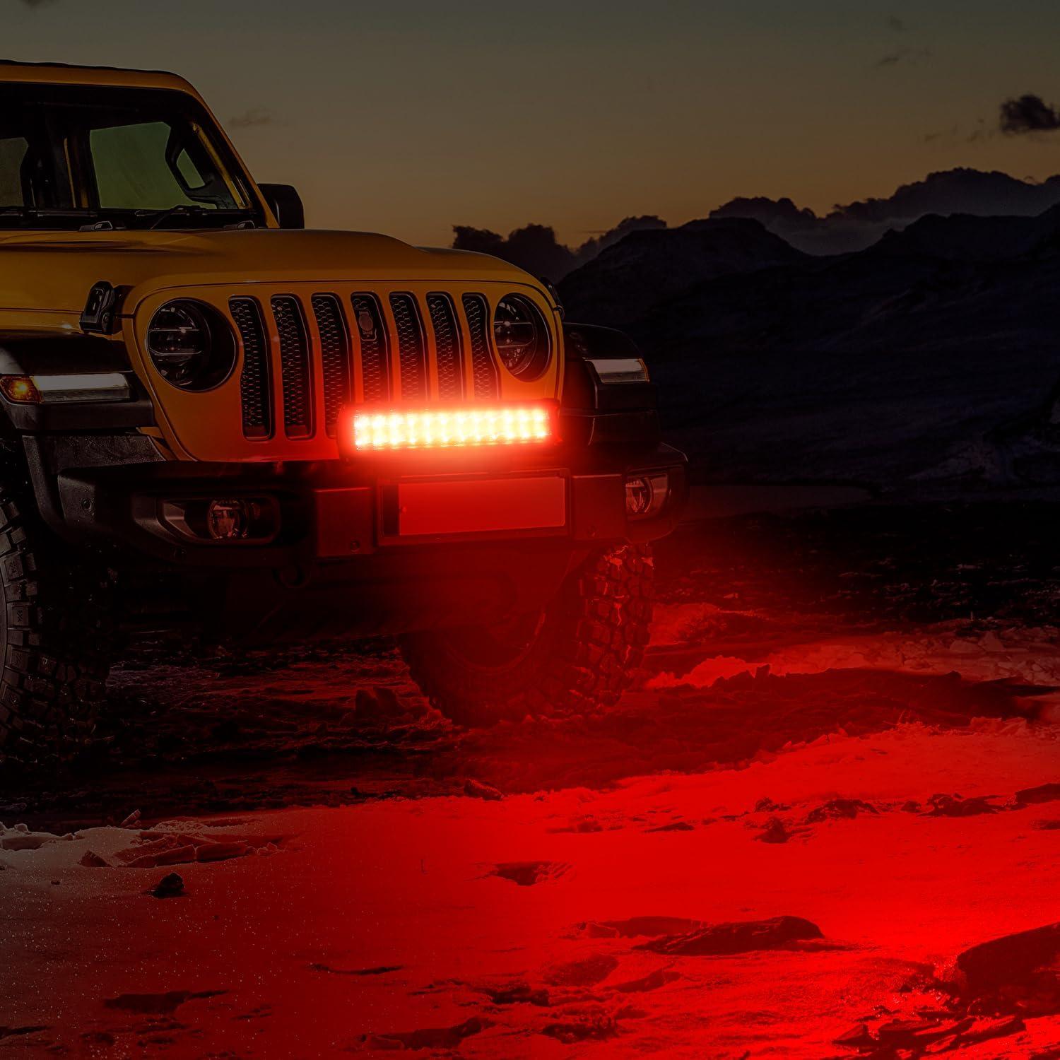 imageNilight  NI06A72W 12Inch 72W Spot Flood Combo Led Light Bar Off Road Lights Boat Lights Fog Light Driving Lights LED Work Light for Trucks 2 Years Warranty WhiteRed