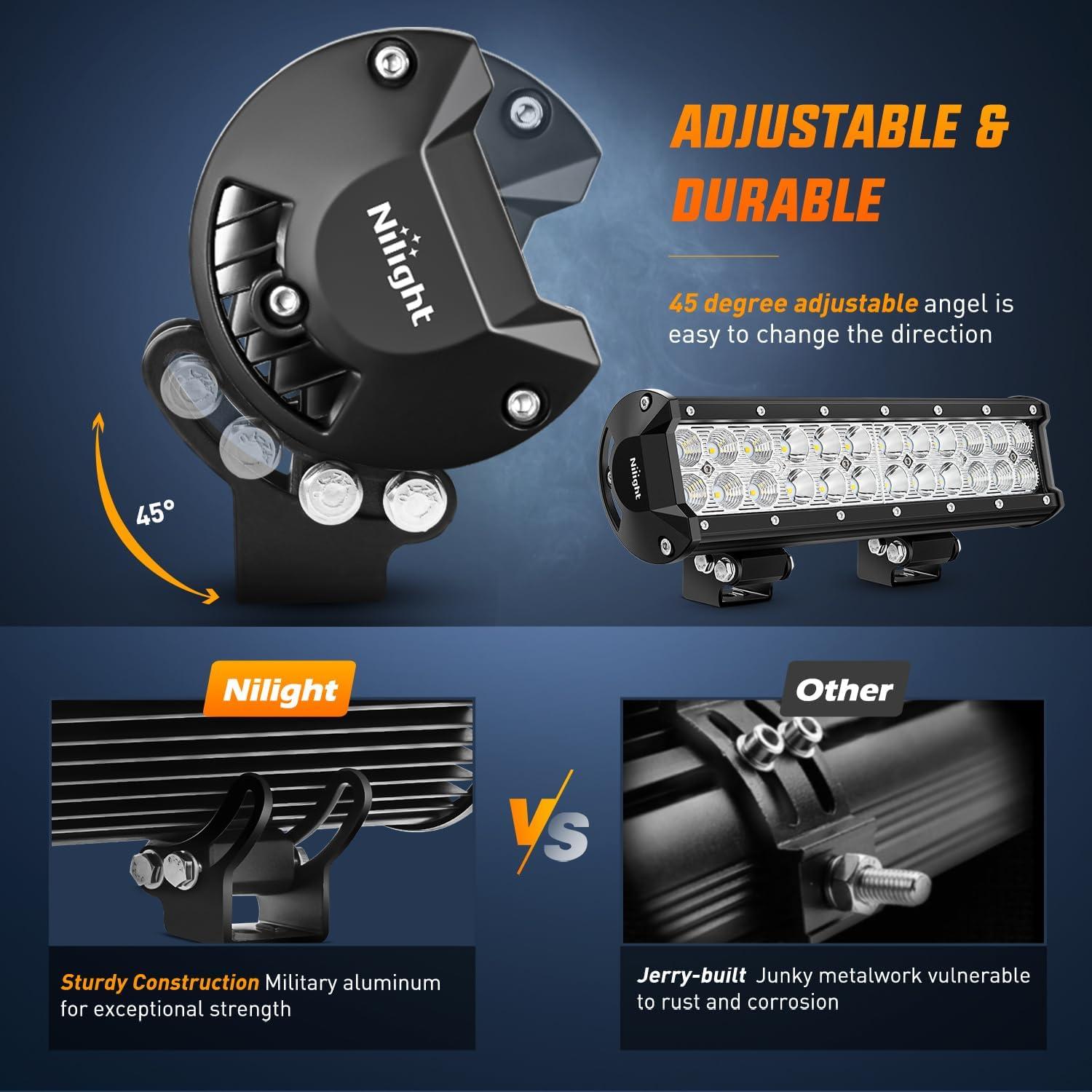 imageNilight  NI06A72W 12Inch 72W Spot Flood Combo Led Light Bar Off Road Lights Boat Lights Fog Light Driving Lights LED Work Light for Trucks 2 Years Warranty WhiteYellow