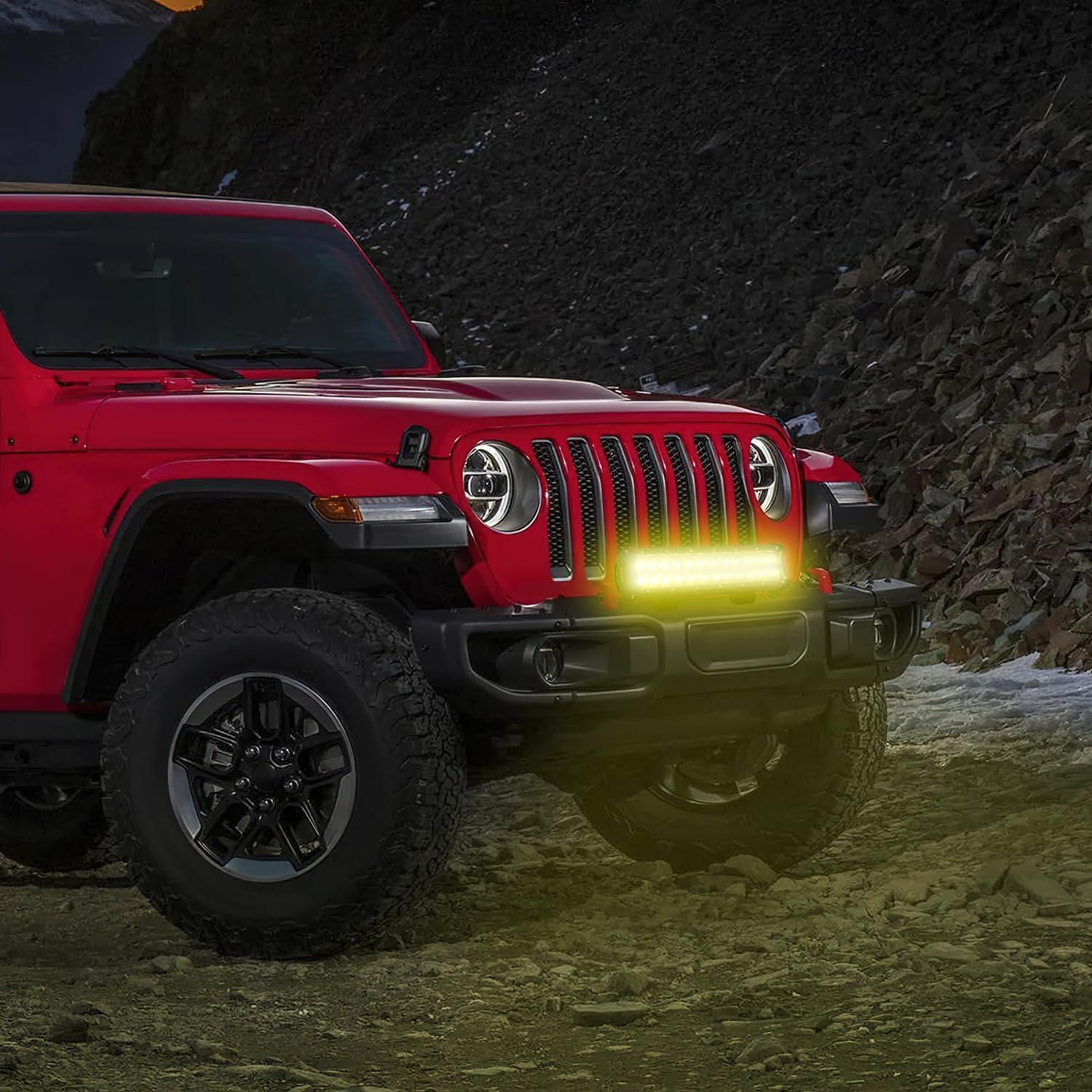 imageNilight  NI06A72W 12Inch 72W Spot Flood Combo Led Light Bar Off Road Lights Boat Lights Fog Light Driving Lights LED Work Light for Trucks 2 Years Warranty WhiteYellow