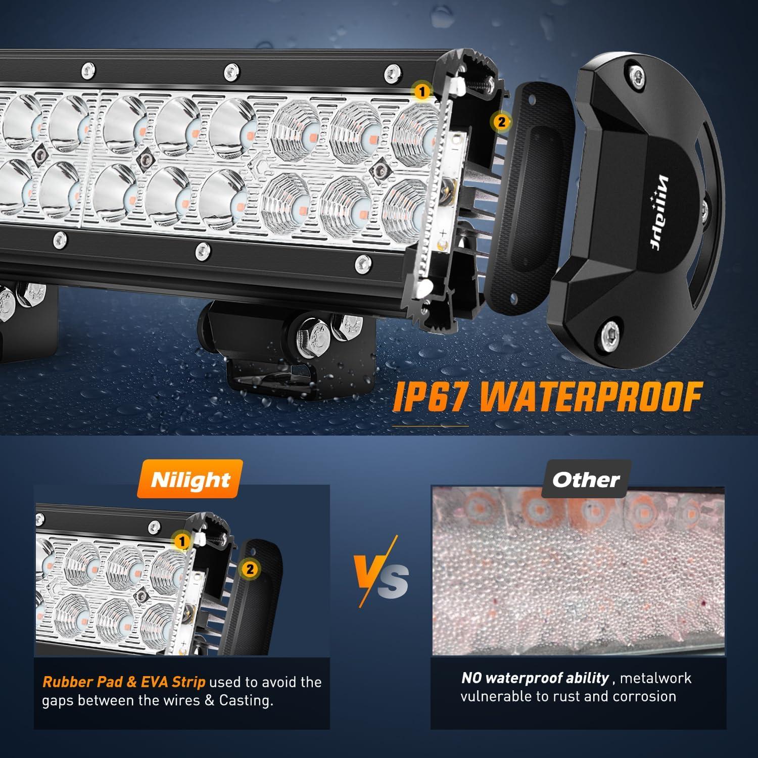 imageNilight  NI06A72W 12Inch 72W Spot Flood Combo Led Light Bar Off Road Lights Boat Lights Fog Light Driving Lights LED Work Light for Trucks 2 Years Warranty WhitePurple