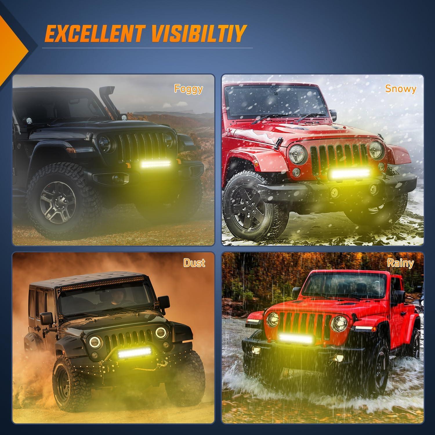 imageNilight  NI06A72W 12Inch 72W Spot Flood Combo Led Light Bar Off Road Lights Boat Lights Fog Light Driving Lights LED Work Light for Trucks 2 Years Warranty WhiteYellow