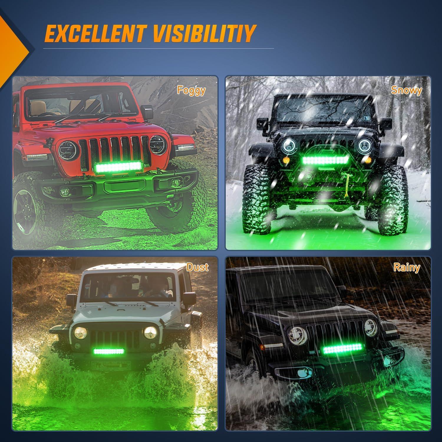 imageNilight  NI06A72W 12Inch 72W Spot Flood Combo Led Light Bar Off Road Lights Boat Lights Fog Light Driving Lights LED Work Light for Trucks 2 Years Warranty WhiteGreen