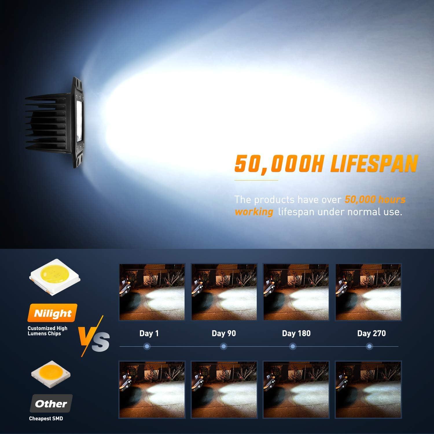 imageNilight  NI23C18W 2PCS 18W Spot LED Work Light Driving Lights Led Light Bar Off Road Led Lights Flush Mount for Jeep Truck Tacoma Bumper ATV UTV2 Years Warranty2PCS 18W Spot Flush Mount