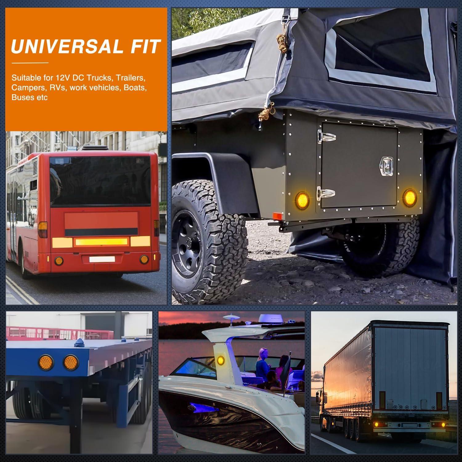 imageNilight  TL18 2PCS 4quot Round Red LED Trailer Tail Lights wSurface Mount Grommet Plugs IP67 Stop Brake Turn Tail Lights for Truck Trailer RV JeepAmber 2pcs 24Led