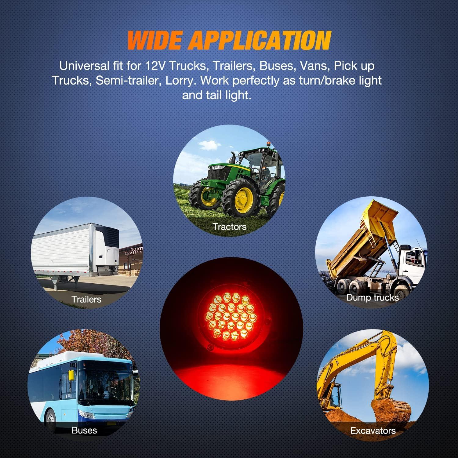 imageNilight  TL18 2PCS 4quot Round Red LED Trailer Tail Lights wSurface Mount Grommet Plugs IP67 Stop Brake Turn Tail Lights for Truck Trailer RV JeepRed screws 2pcs