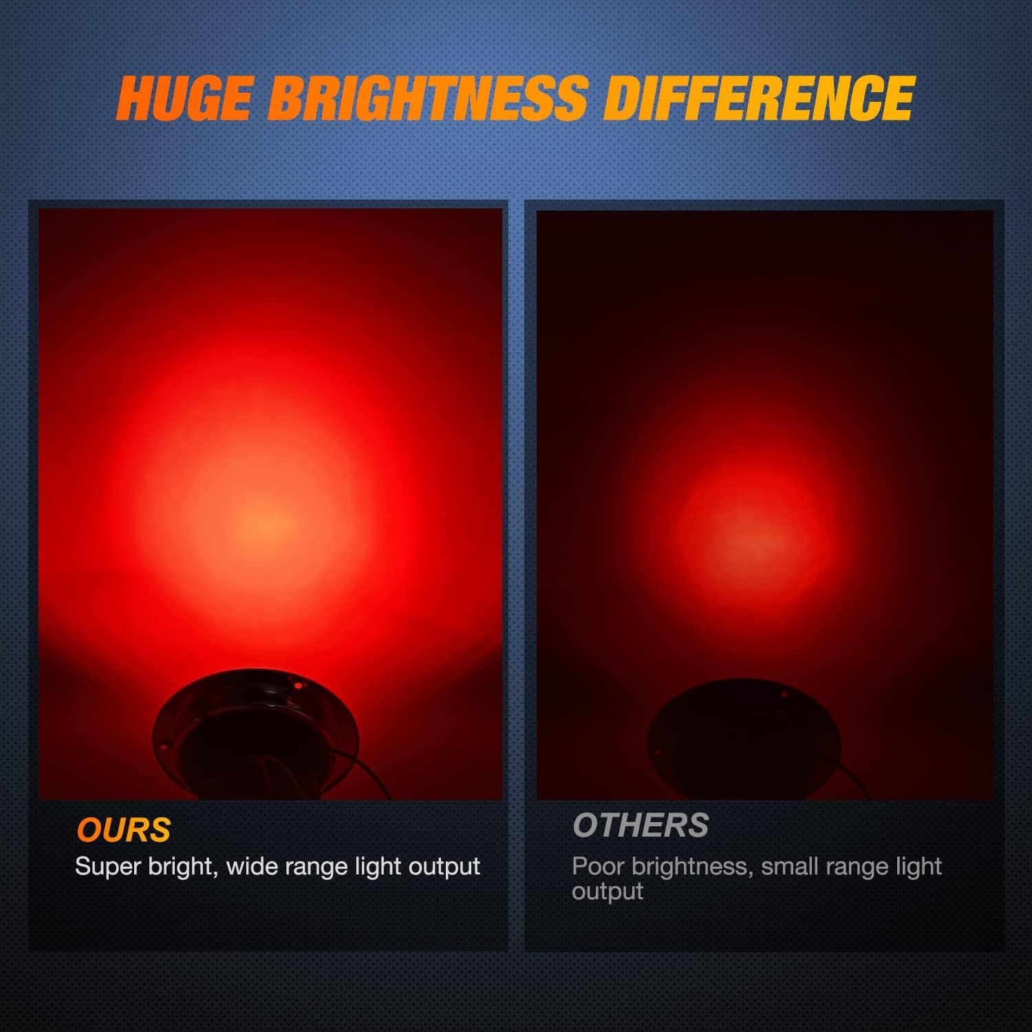 imageNilight  TL18 2PCS 4quot Round Red LED Trailer Tail Lights wSurface Mount Grommet Plugs IP67 Stop Brake Turn Tail Lights for Truck Trailer RV JeepRed screws 2pcs