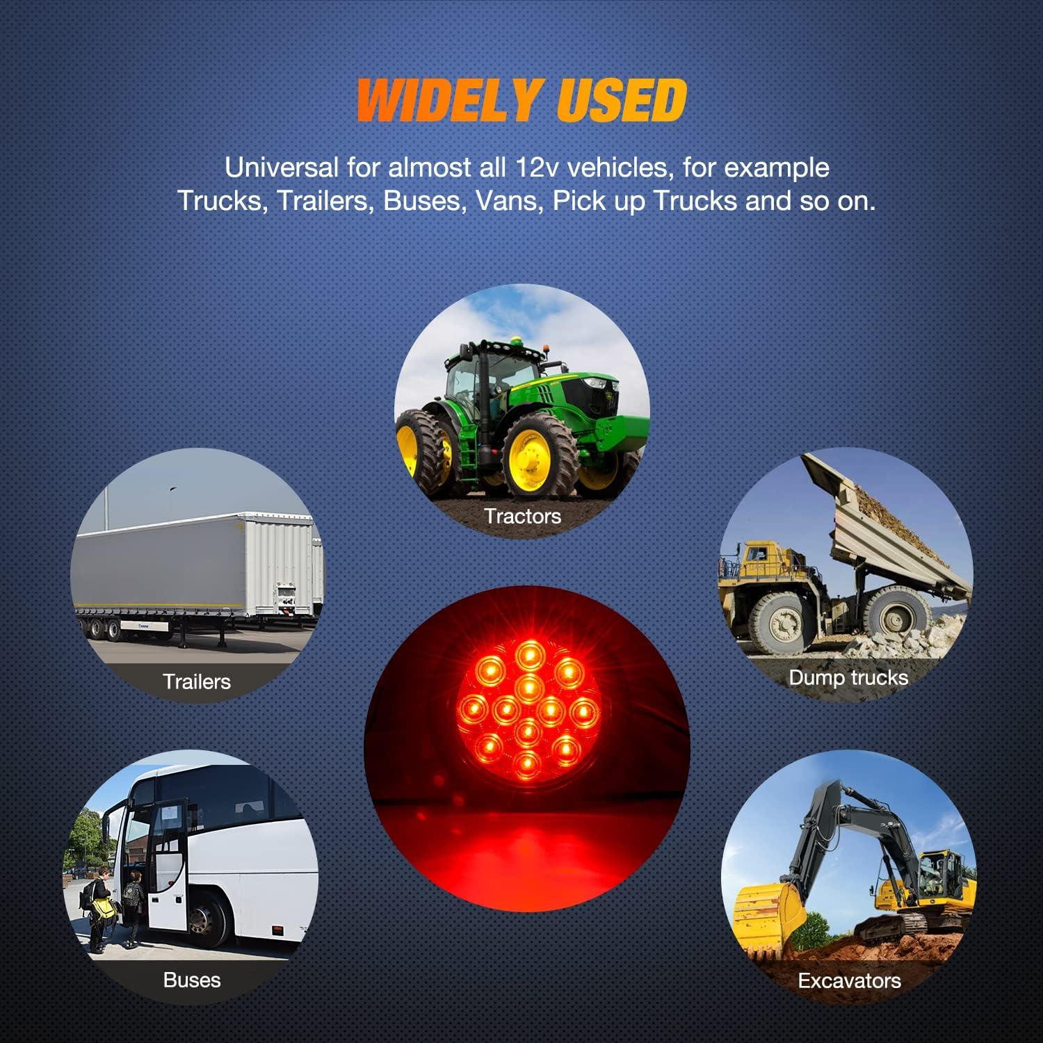 imageNilight  TL18 2PCS 4quot Round Red LED Trailer Tail Lights wSurface Mount Grommet Plugs IP67 Stop Brake Turn Tail Lights for Truck Trailer RV JeepRed 4pcs