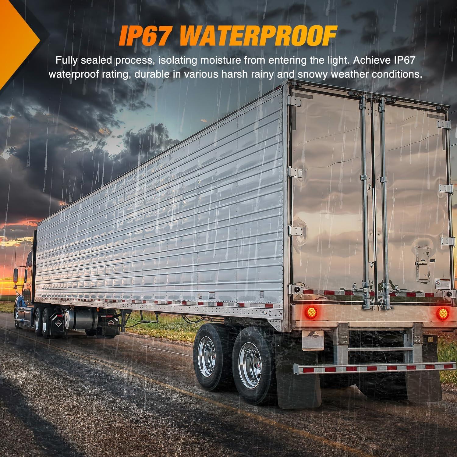 imageNilight  TL18 2PCS 4quot Round Red LED Trailer Tail Lights wSurface Mount Grommet Plugs IP67 Stop Brake Turn Tail Lights for Truck Trailer RV JeepRed 2pcs 24Led