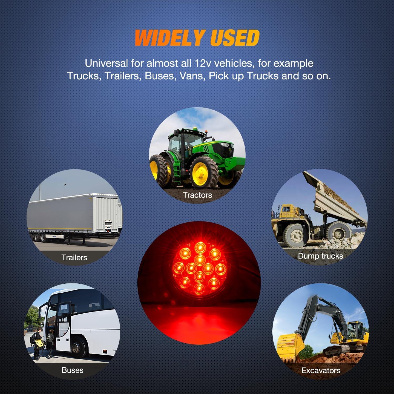 imageNilight  TL18 2PCS 4quot Round Red LED Trailer Tail Lights wSurface Mount Grommet Plugs IP67 Stop Brake Turn Tail Lights for Truck Trailer RV JeepRed 2pcs