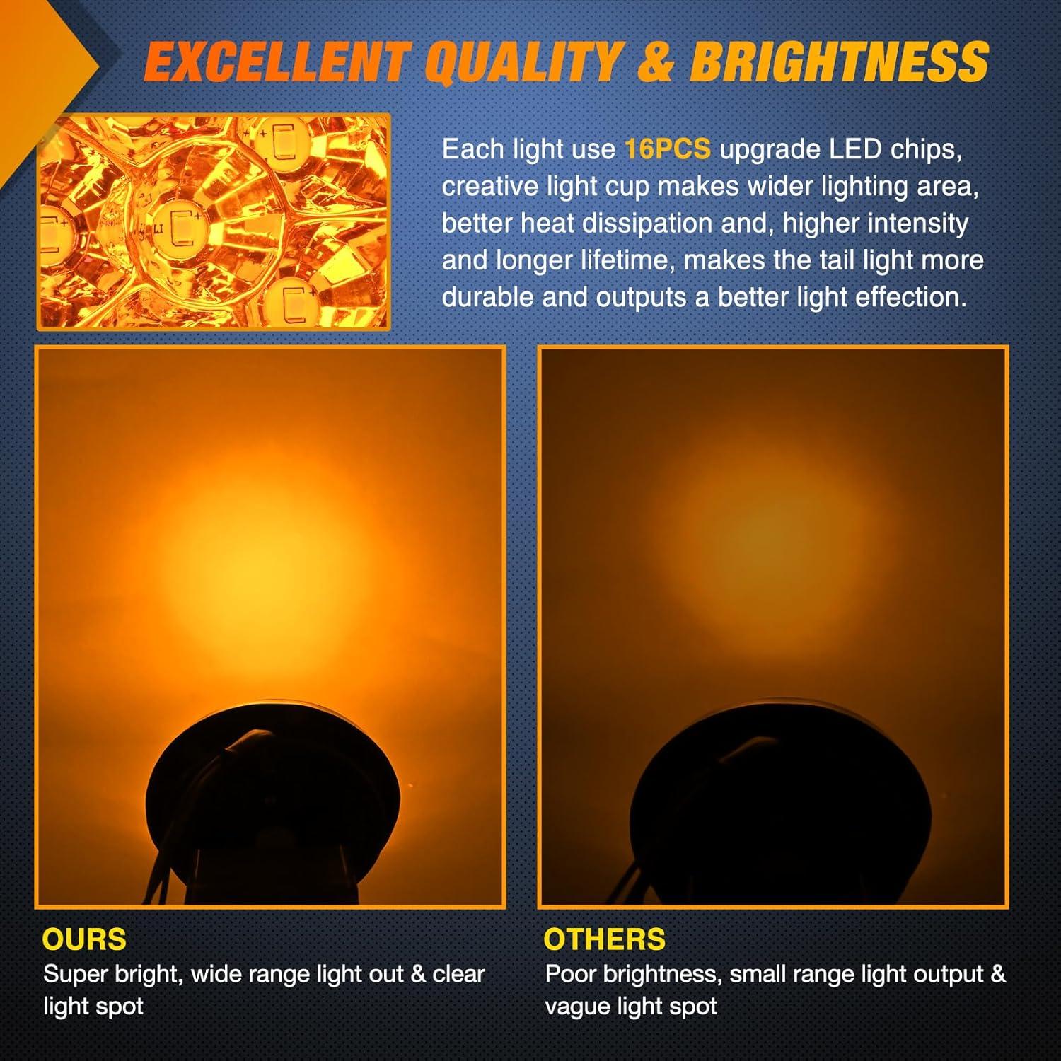 imageNilight  TL18 2PCS 4quot Round Red LED Trailer Tail Lights wSurface Mount Grommet Plugs IP67 Stop Brake Turn Tail Lights for Truck Trailer RV JeepRed Amber 2pcs