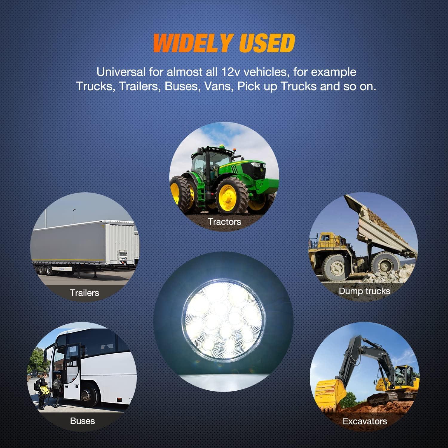 imageNilight  TL18 2PCS 4quot Round Red LED Trailer Tail Lights wSurface Mount Grommet Plugs IP67 Stop Brake Turn Tail Lights for Truck Trailer RV JeepRed White 4pcs