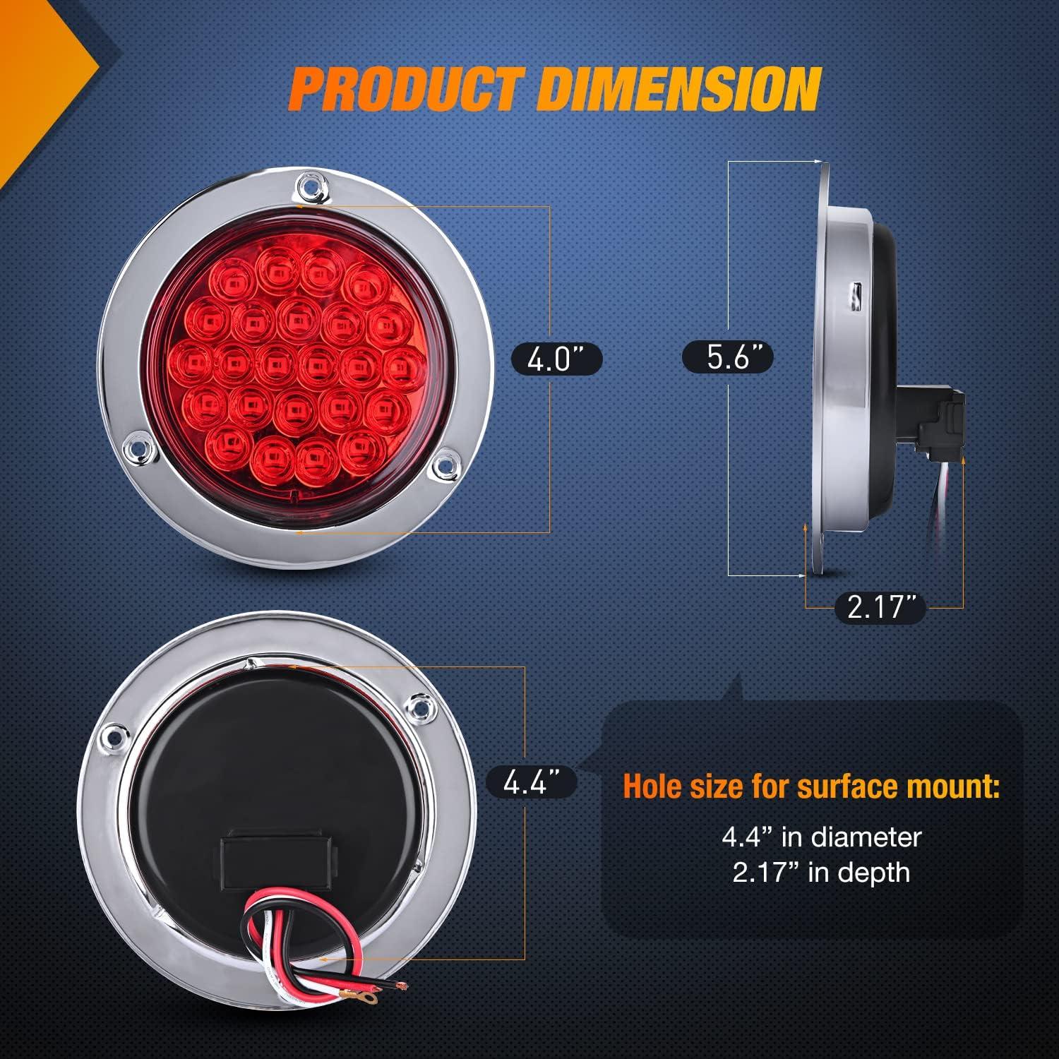 imageNilight  TL18 2PCS 4quot Round Red LED Trailer Tail Lights wSurface Mount Grommet Plugs IP67 Stop Brake Turn Tail Lights for Truck Trailer RV JeepRed screws 2pcs