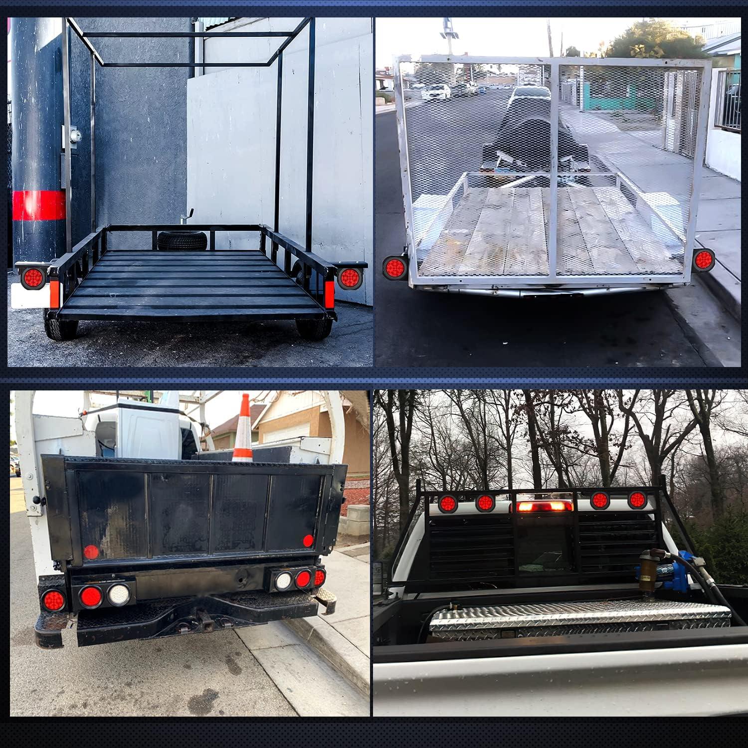 imageNilight  TL18 2PCS 4quot Round Red LED Trailer Tail Lights wSurface Mount Grommet Plugs IP67 Stop Brake Turn Tail Lights for Truck Trailer RV JeepRed  Brackets 2pcs