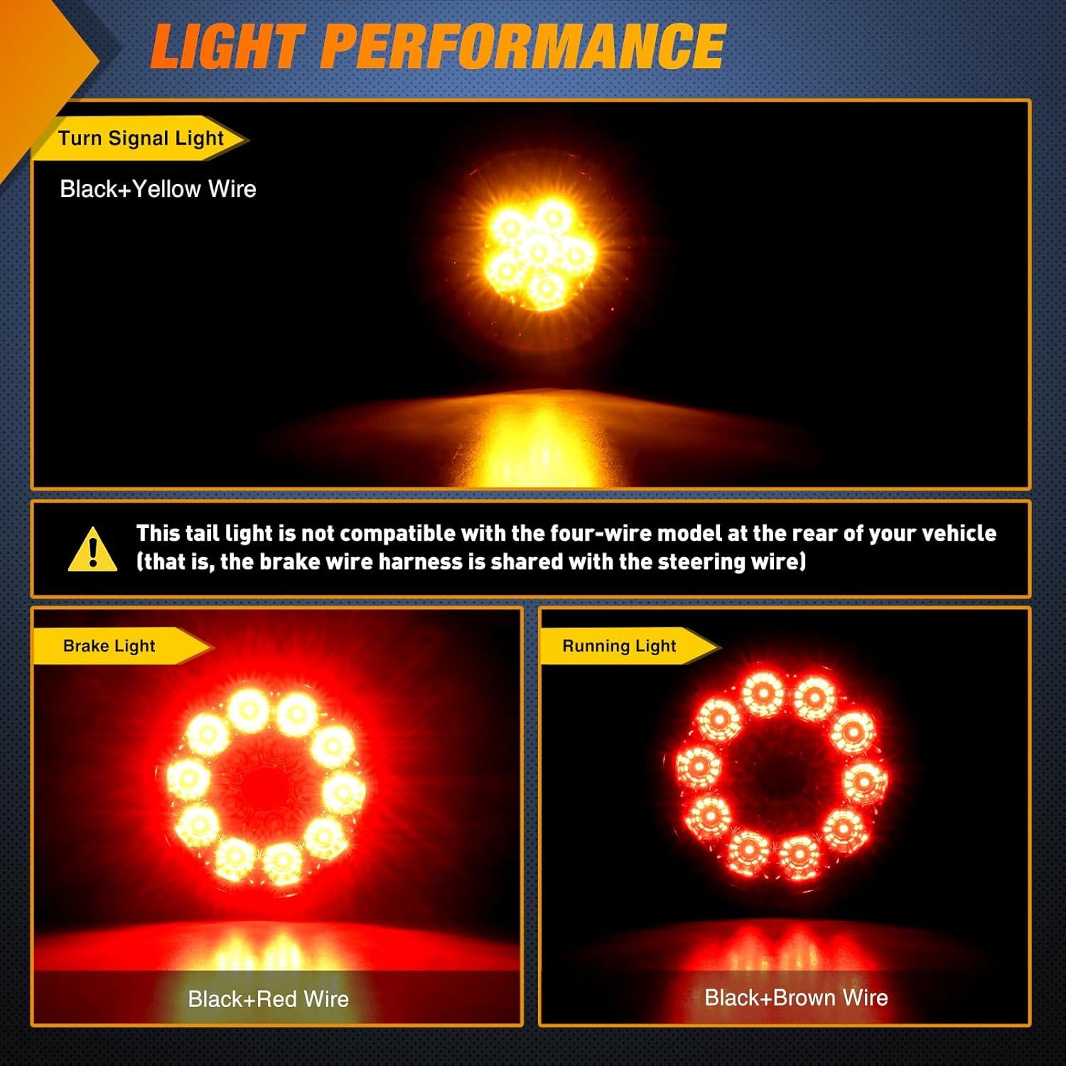 imageNilight  TL18 2PCS 4quot Round Red LED Trailer Tail Lights wSurface Mount Grommet Plugs IP67 Stop Brake Turn Tail Lights for Truck Trailer RV JeepRed Amber 2pcs