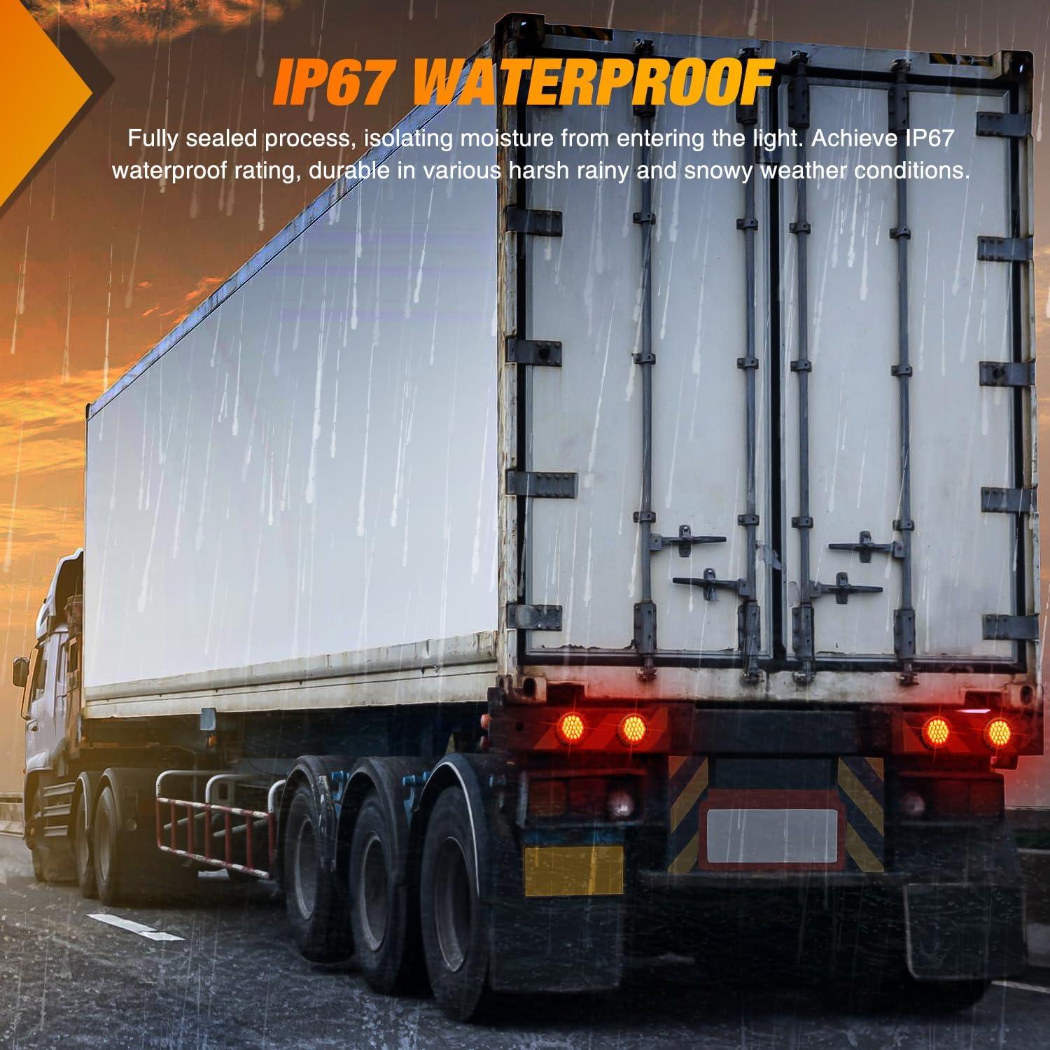 imageNilight  TL18 2PCS 4quot Round Red LED Trailer Tail Lights wSurface Mount Grommet Plugs IP67 Stop Brake Turn Tail Lights for Truck Trailer RV JeepRed 4pcs 24Led