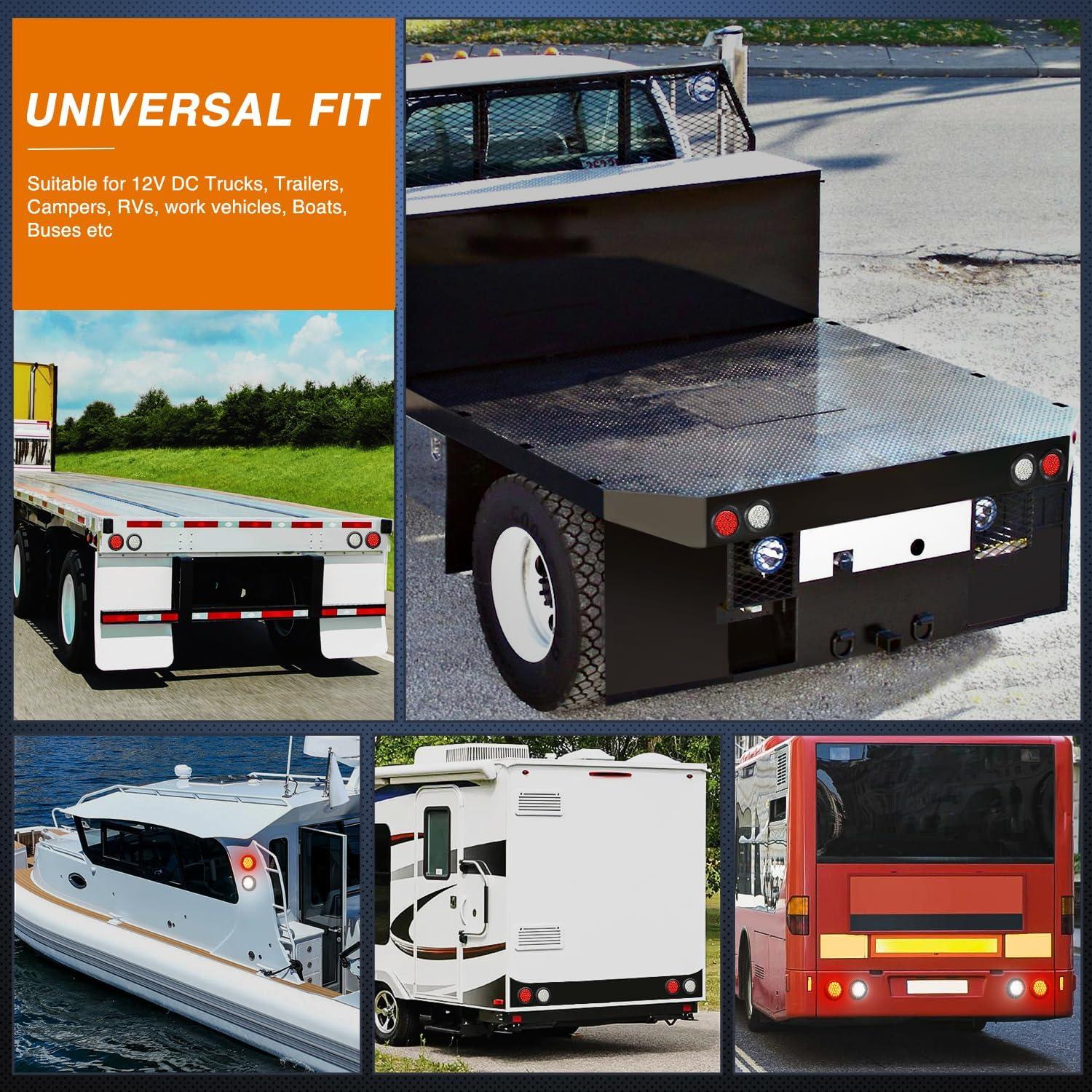 imageNilight  TL18 2PCS 4quot Round Red LED Trailer Tail Lights wSurface Mount Grommet Plugs IP67 Stop Brake Turn Tail Lights for Truck Trailer RV JeepRedWhite 4pcs 24Led