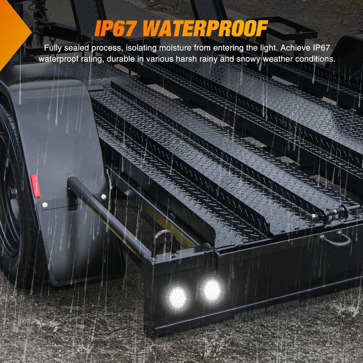 imageNilight  TL18 2PCS 4quot Round Red LED Trailer Tail Lights wSurface Mount Grommet Plugs IP67 Stop Brake Turn Tail Lights for Truck Trailer RV JeepWhite 2pcs 24Led