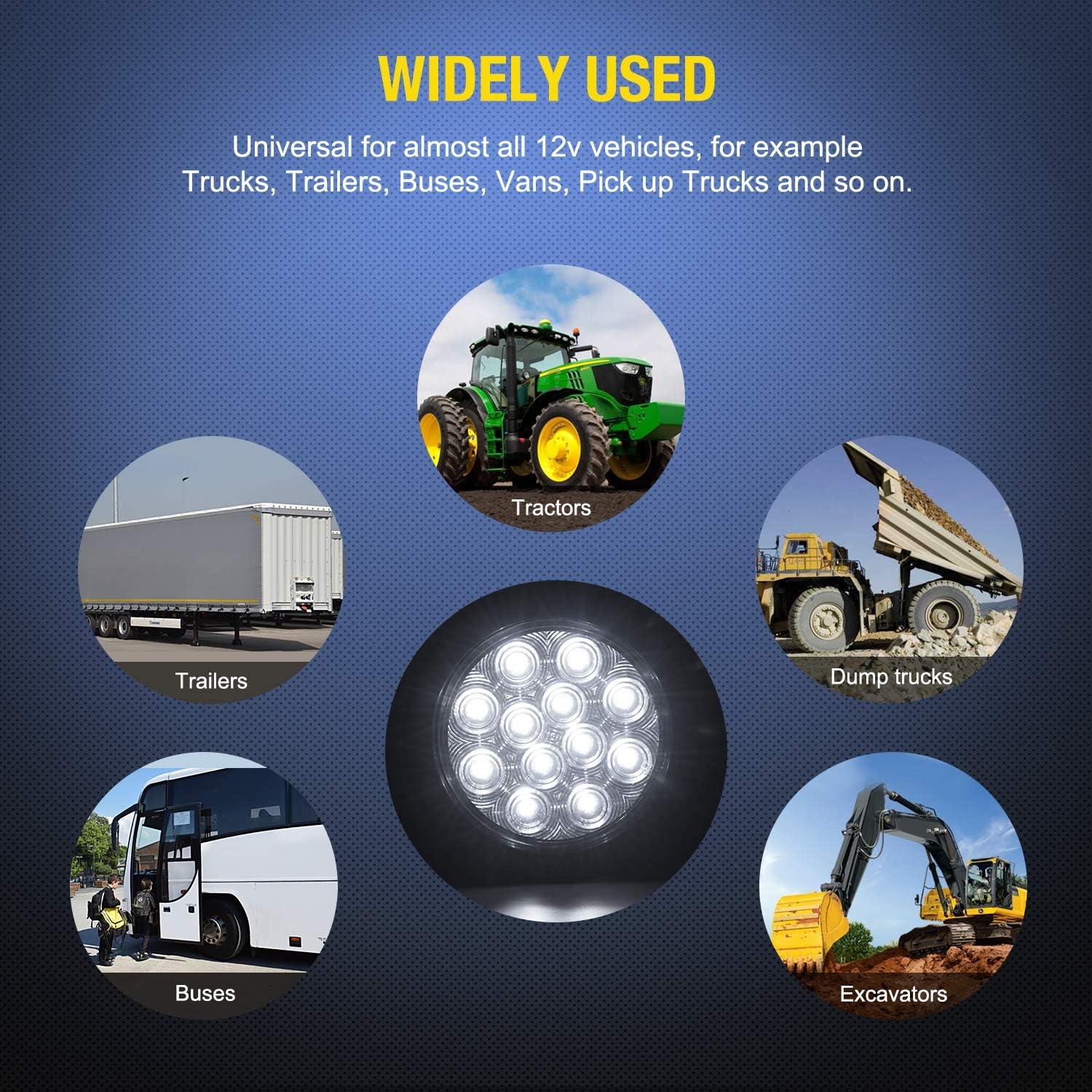 imageNilight  TL18 2PCS 4quot Round Red LED Trailer Tail Lights wSurface Mount Grommet Plugs IP67 Stop Brake Turn Tail Lights for Truck Trailer RV JeepWhite 2pcs